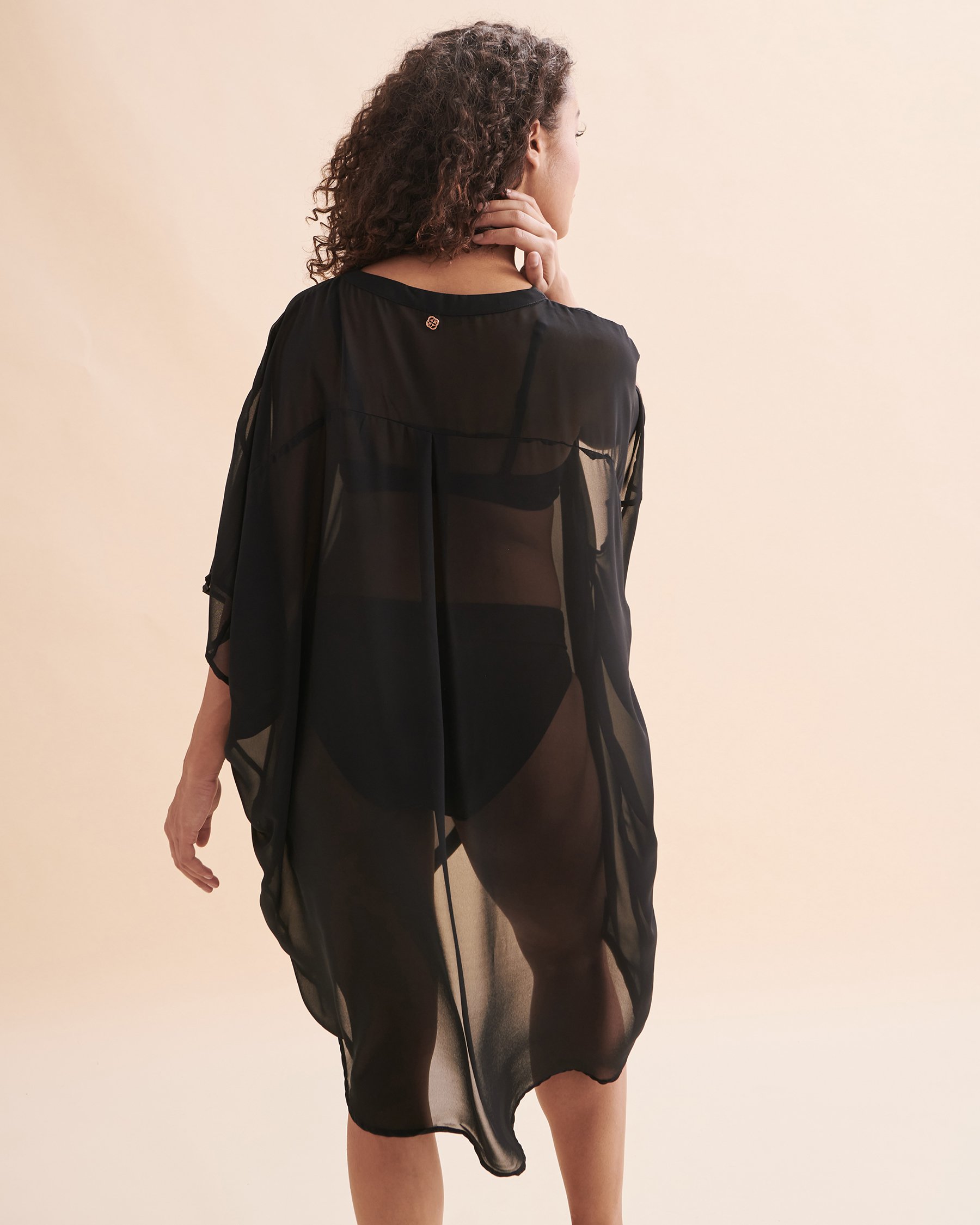 TURQUOISE COUTURE Short Sleeve Button-down Tunic Black 02400031 - View4