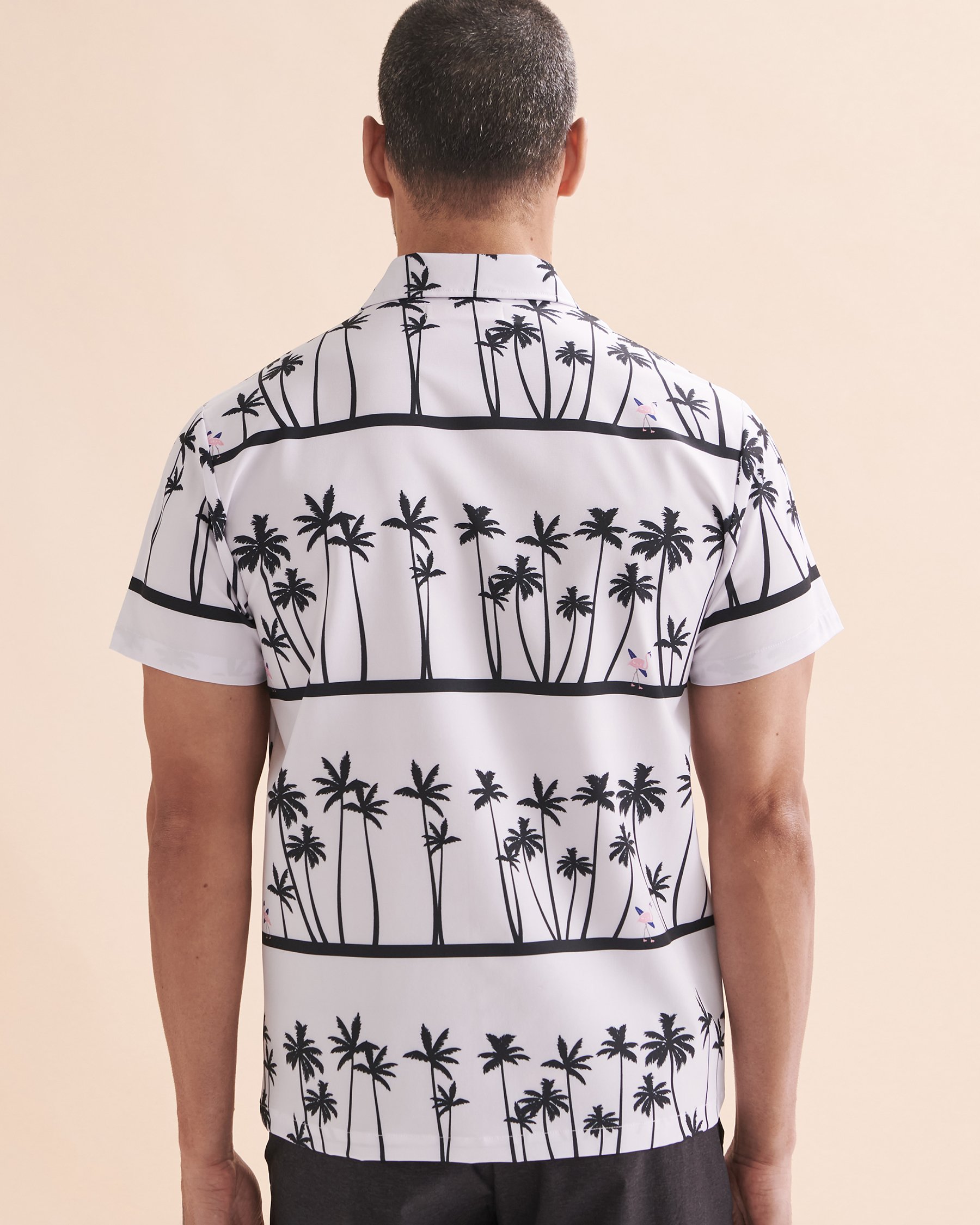 HAMABE Short Sleeve Shirt Stripe Palm Trees 04100017 - View2