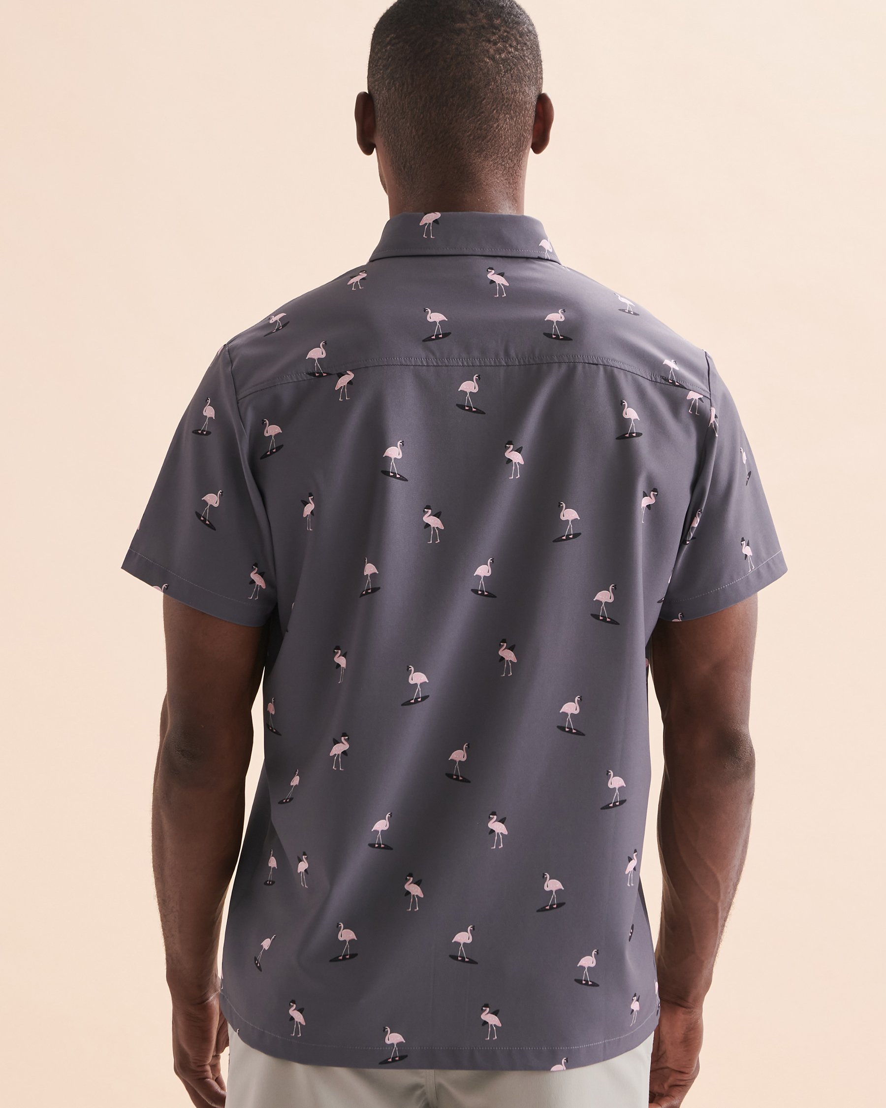 HAMABE Short Sleeve Shirt Surfin flamingos 04100015 - View2