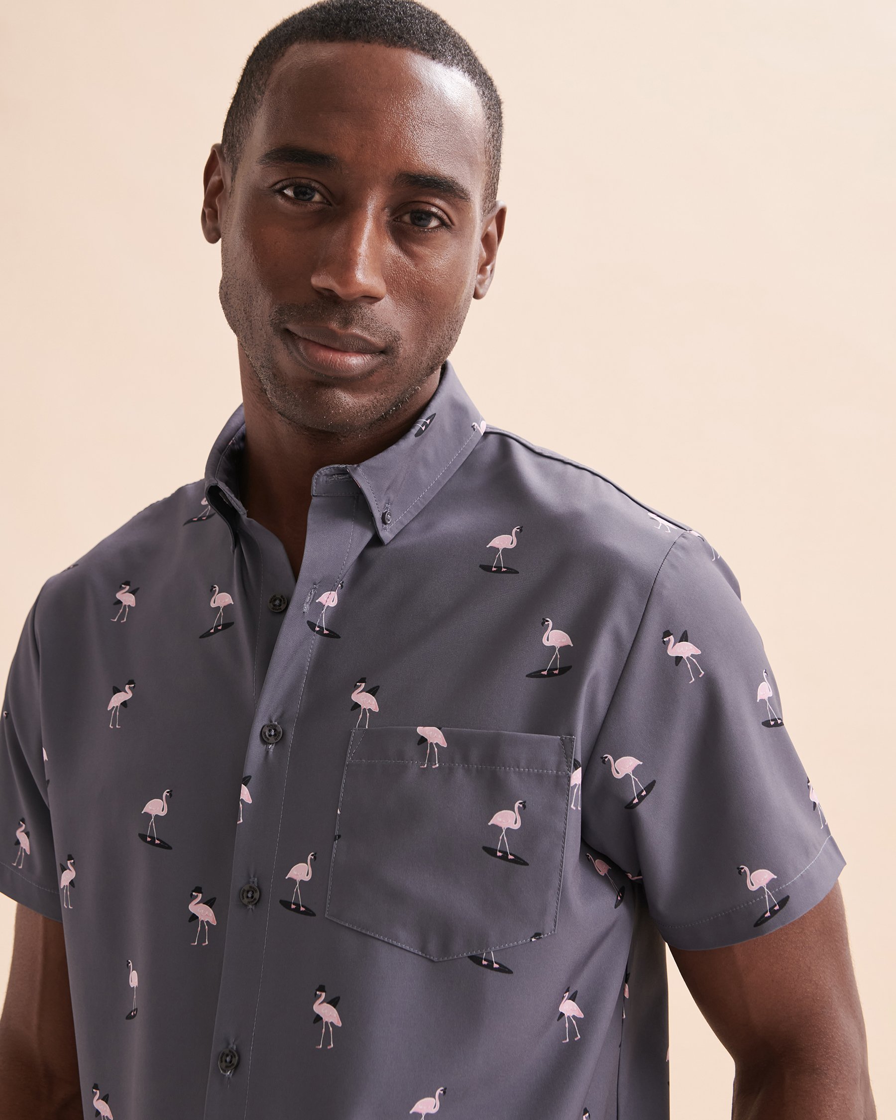 HAMABE Short Sleeve Shirt Surfin flamingos 04100015 - View3