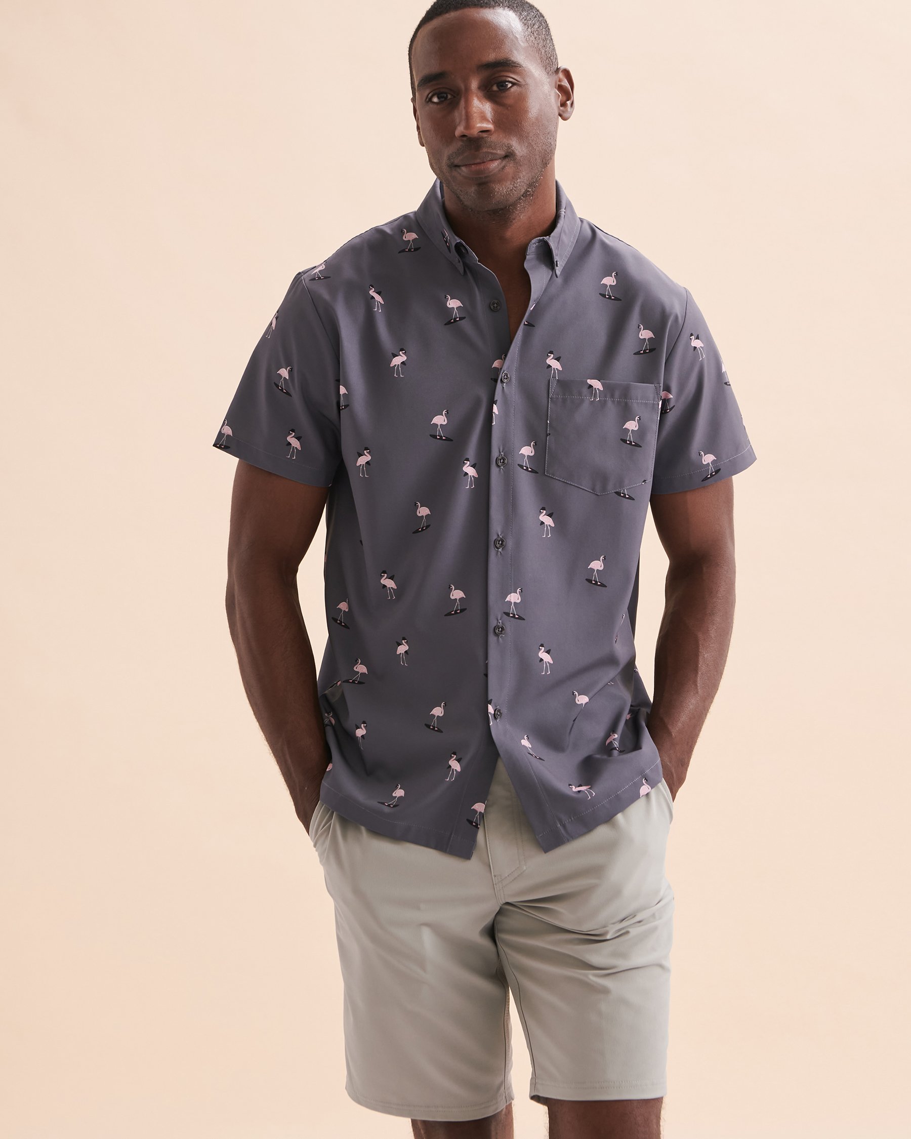 HAMABE Short Sleeve Shirt Surfin flamingos 04100015 - View4