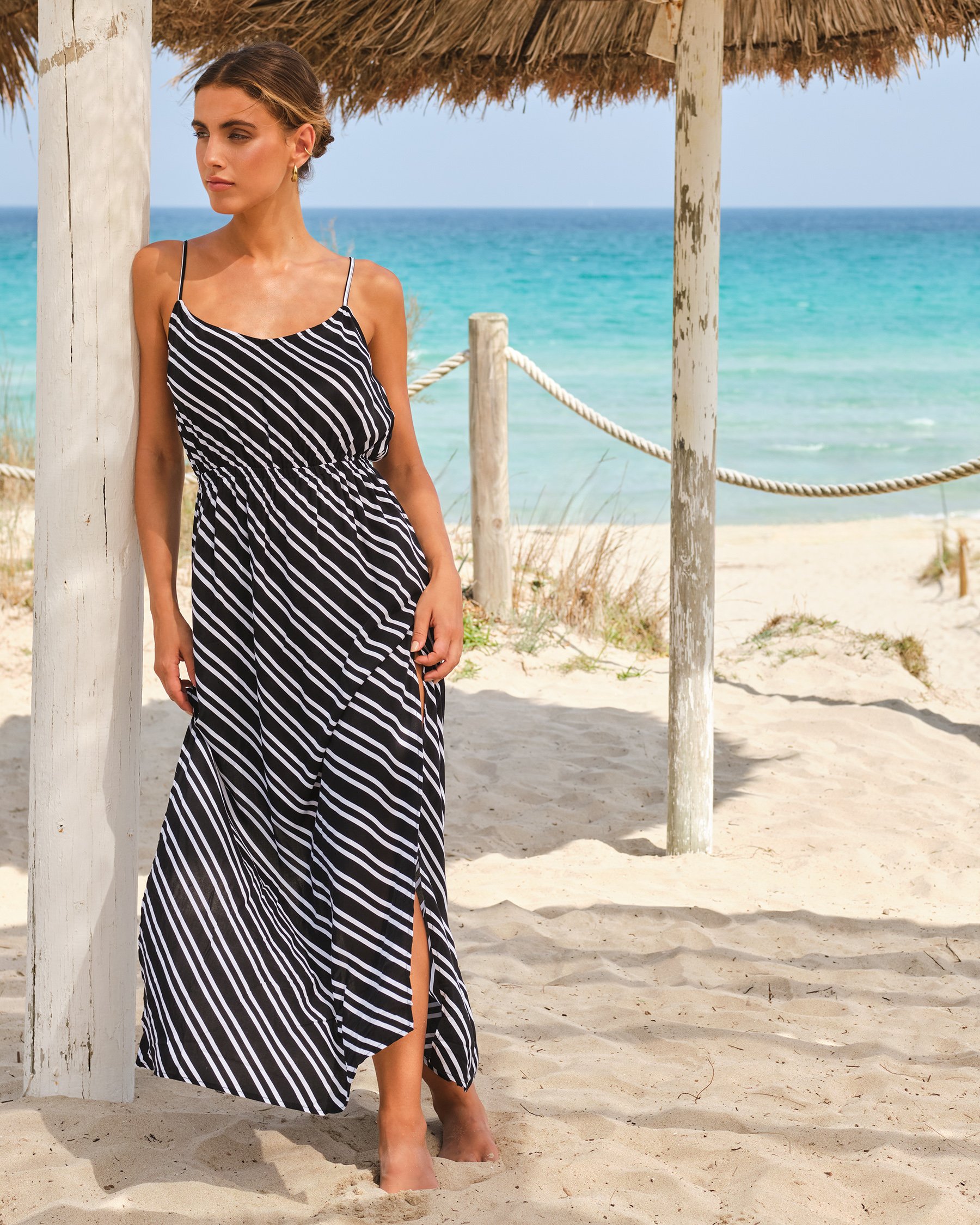 TROPIK Stripes Maxi Dress Diagonal Stripe 02300110 - View1