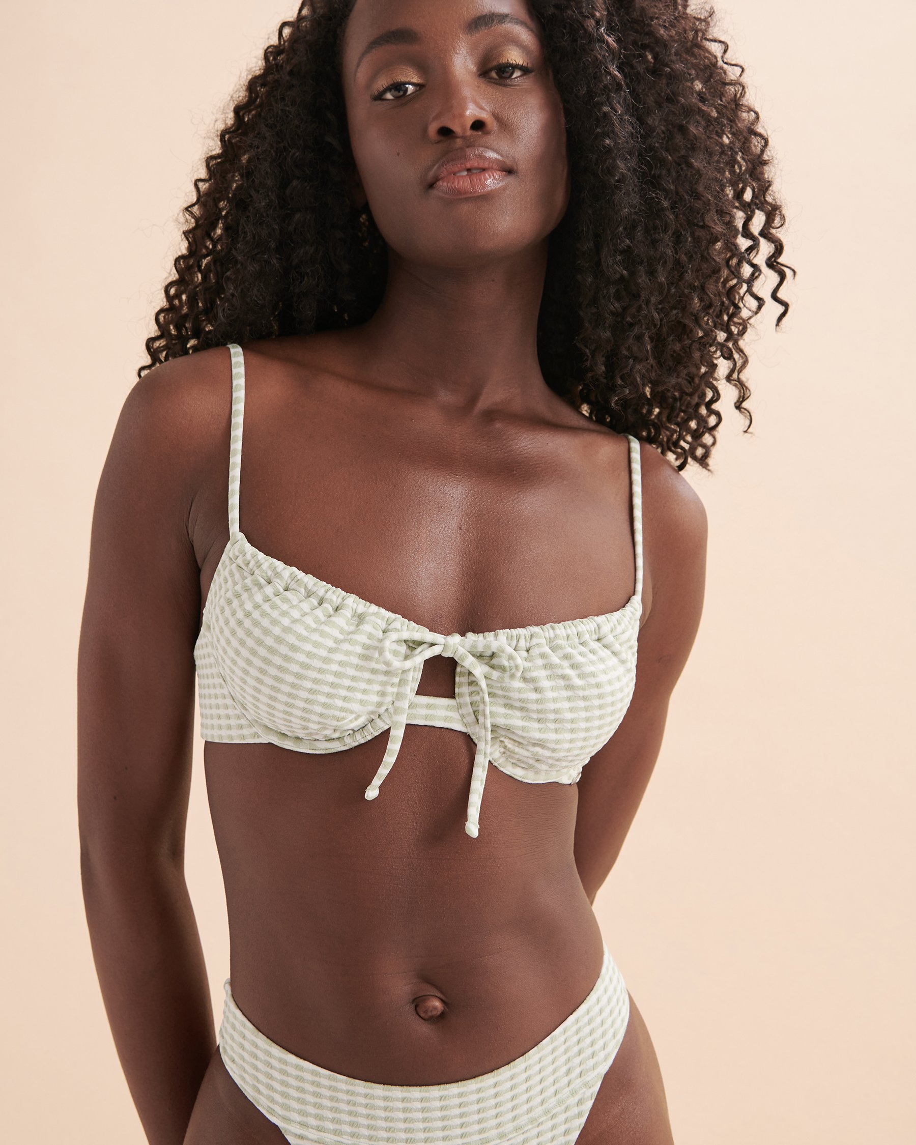 TROPIK Haut de bikini bralette texturé Vert givré 01100244 - View4