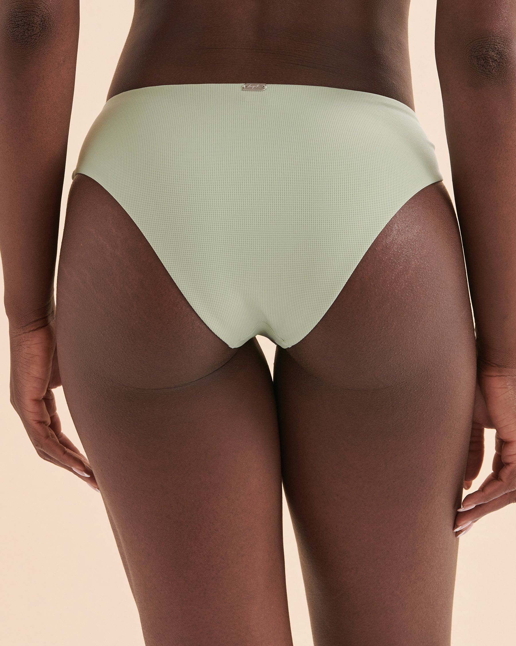 TROPIK Textured High Waist Brazilian Bikini Botttom Frosty Green 01300267 - View3