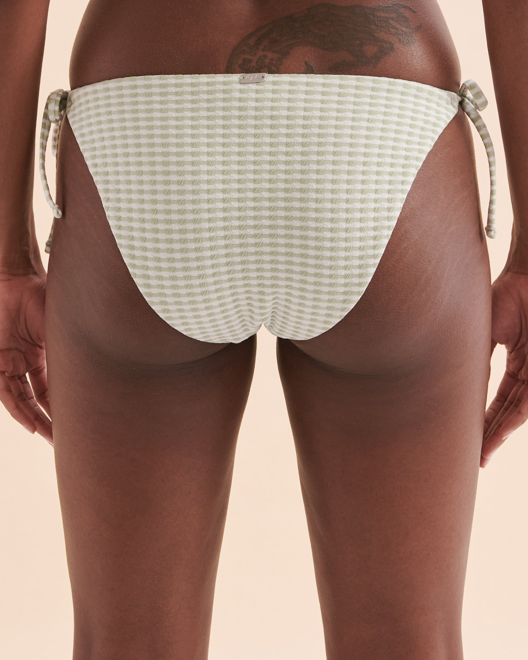 TROPIK Bas de bikini noué aux hanches texturé Vert givré 01300265 - Voir3