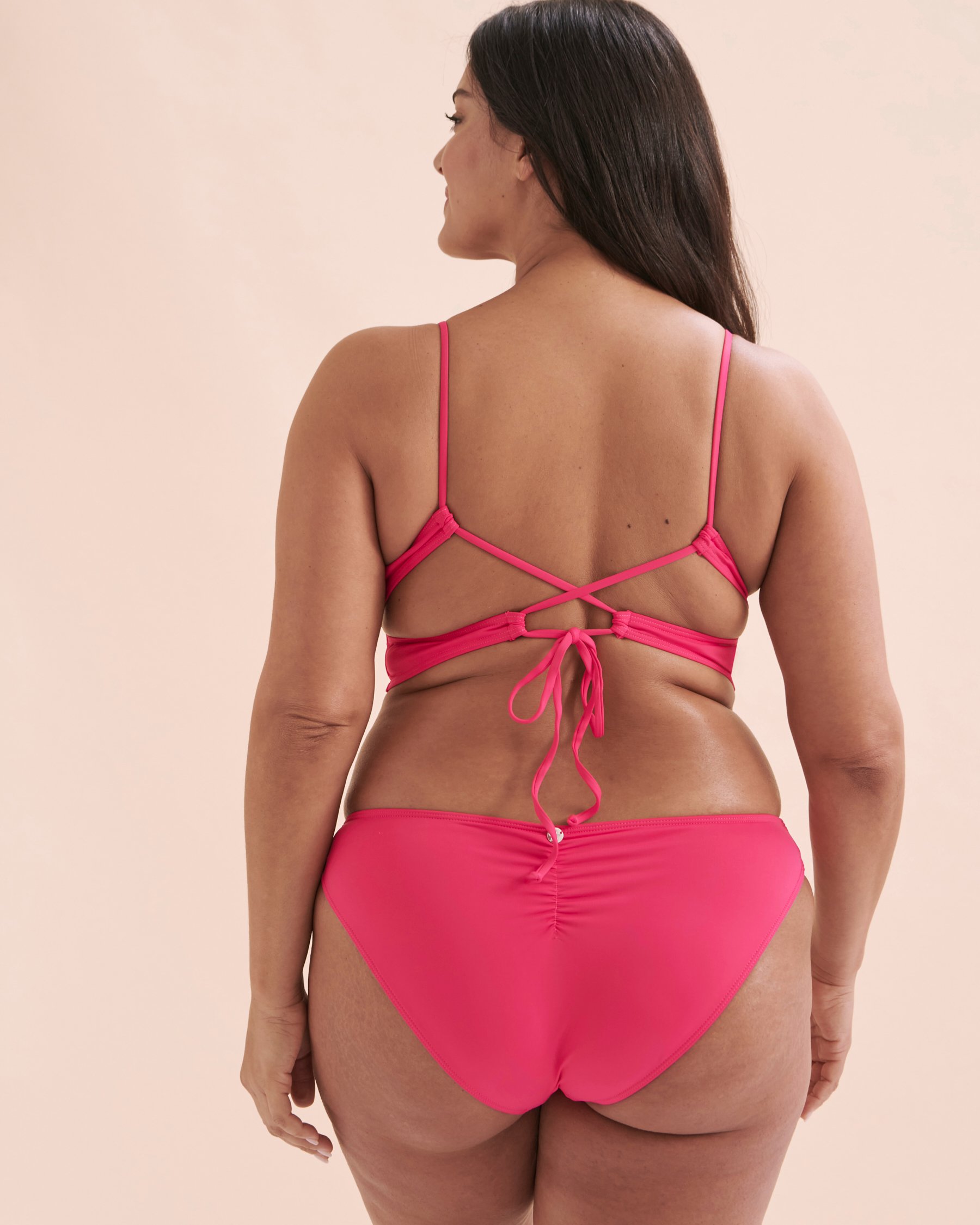 QUINTSOUL Crossed Back Details Bralette Bikini Top Raspberry W15203965 - View2