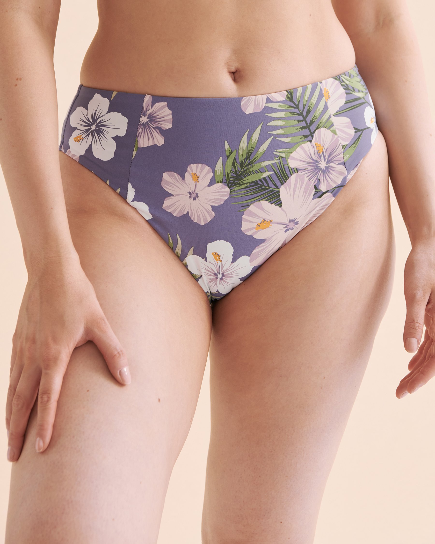 EAU DE SEA Bas de bikini taille haute à fleurs tropicales Floral Gris 01300281 - Voir2