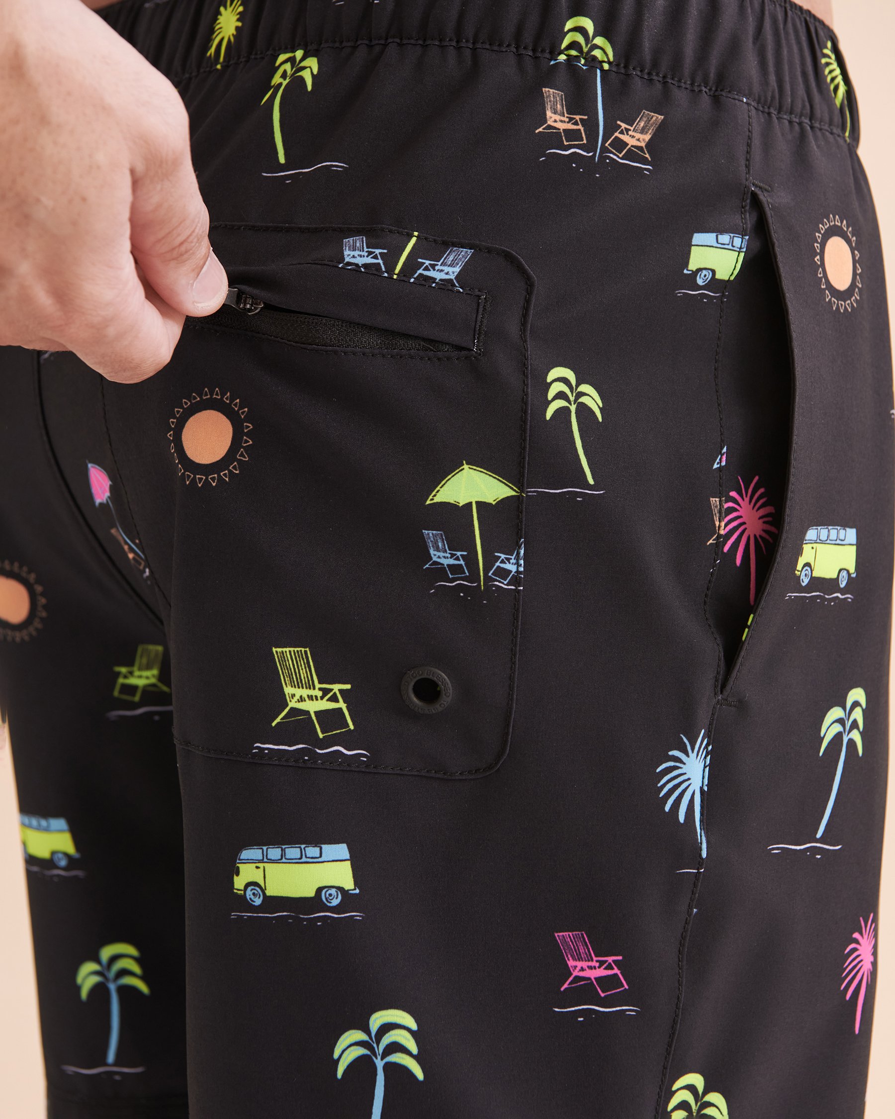 EVERYDAY SUNDAY Neon Vibes Casual Volley Swimsuit Neon Beach Icons ESBEAM01006 - View4