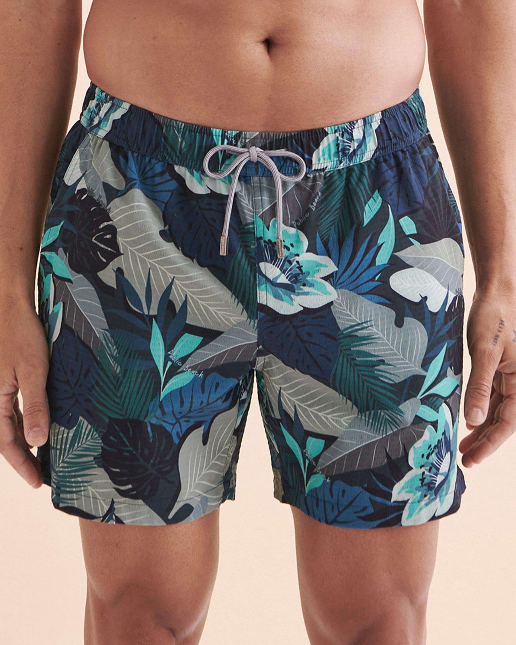 PUBLIC BEACH Maillot volley Feuilles bleues foncées PB6639BIK - Voir1