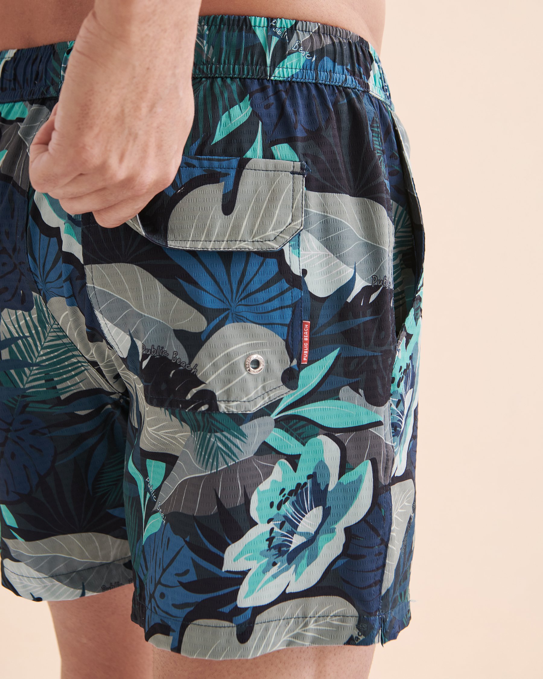 PUBLIC BEACH Maillot volley Feuilles bleues foncées PB6639BIK - Voir4