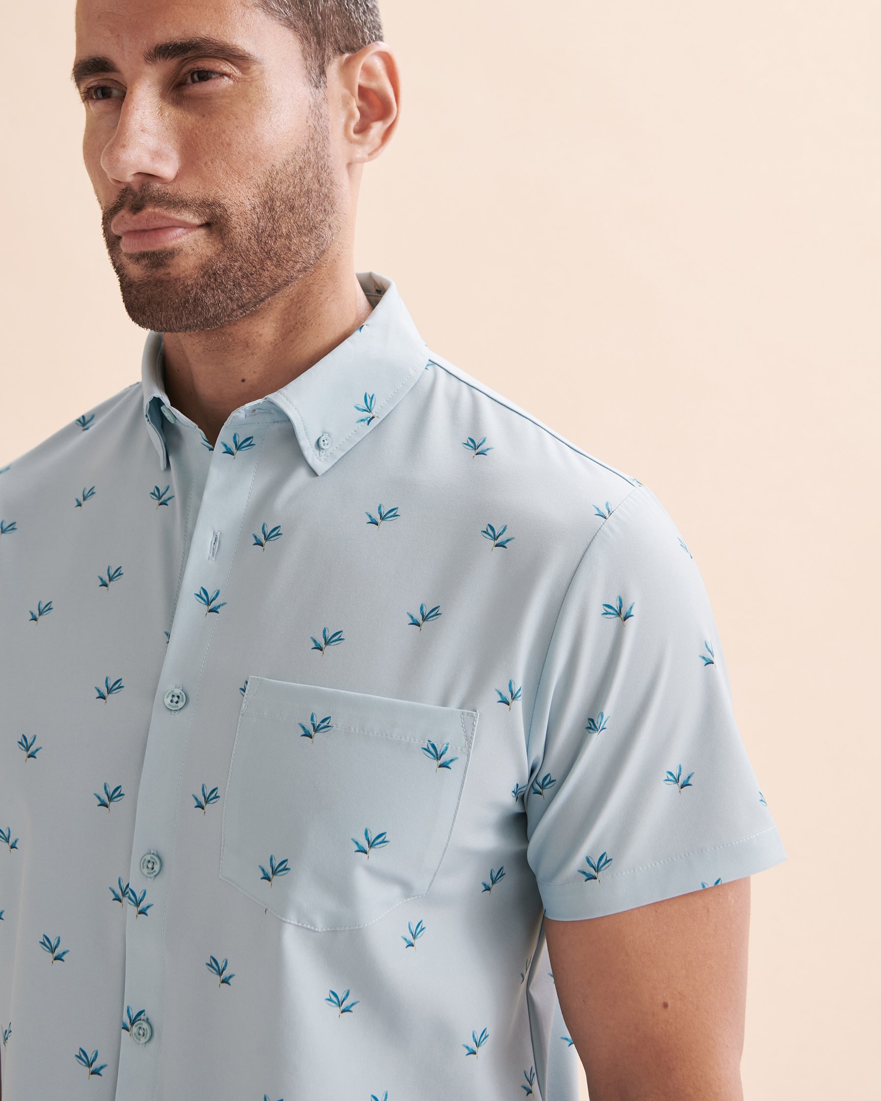 HAMABE Short Sleeve Shirt Tropical Leaves 04100018 - View1