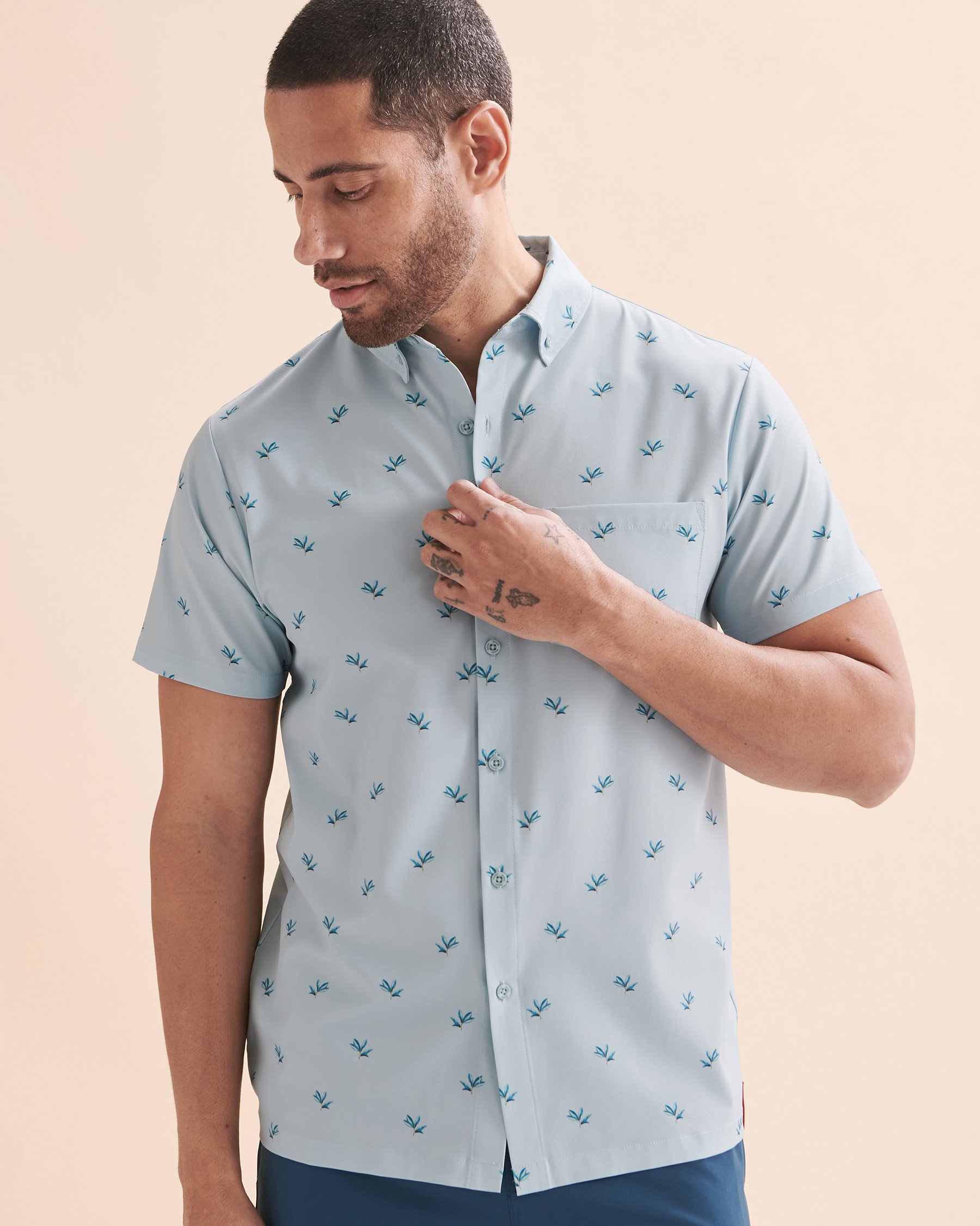 HAMABE Short Sleeve Shirt Tropical Leaves 04100018 - View2