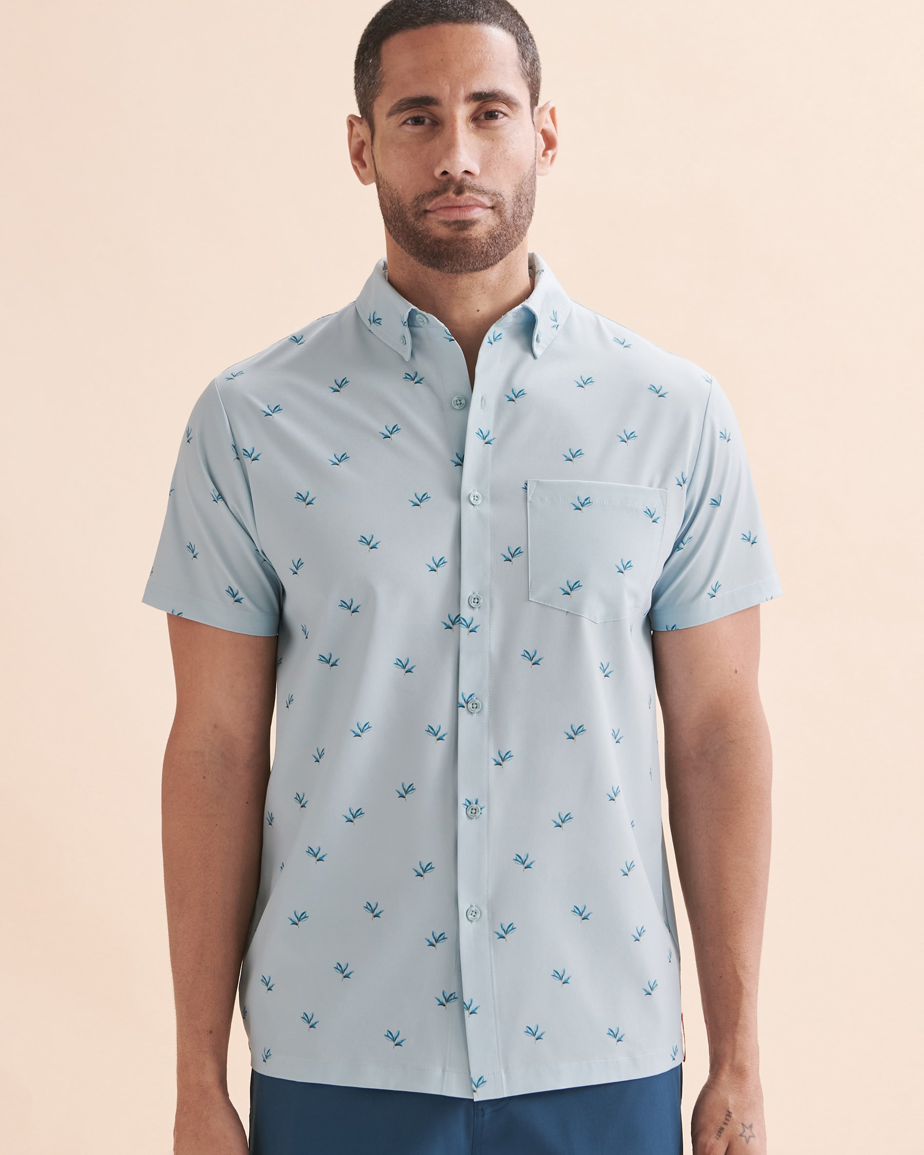 HAMABE Short Sleeve Shirt Tropical Leaves 04100018 - View4