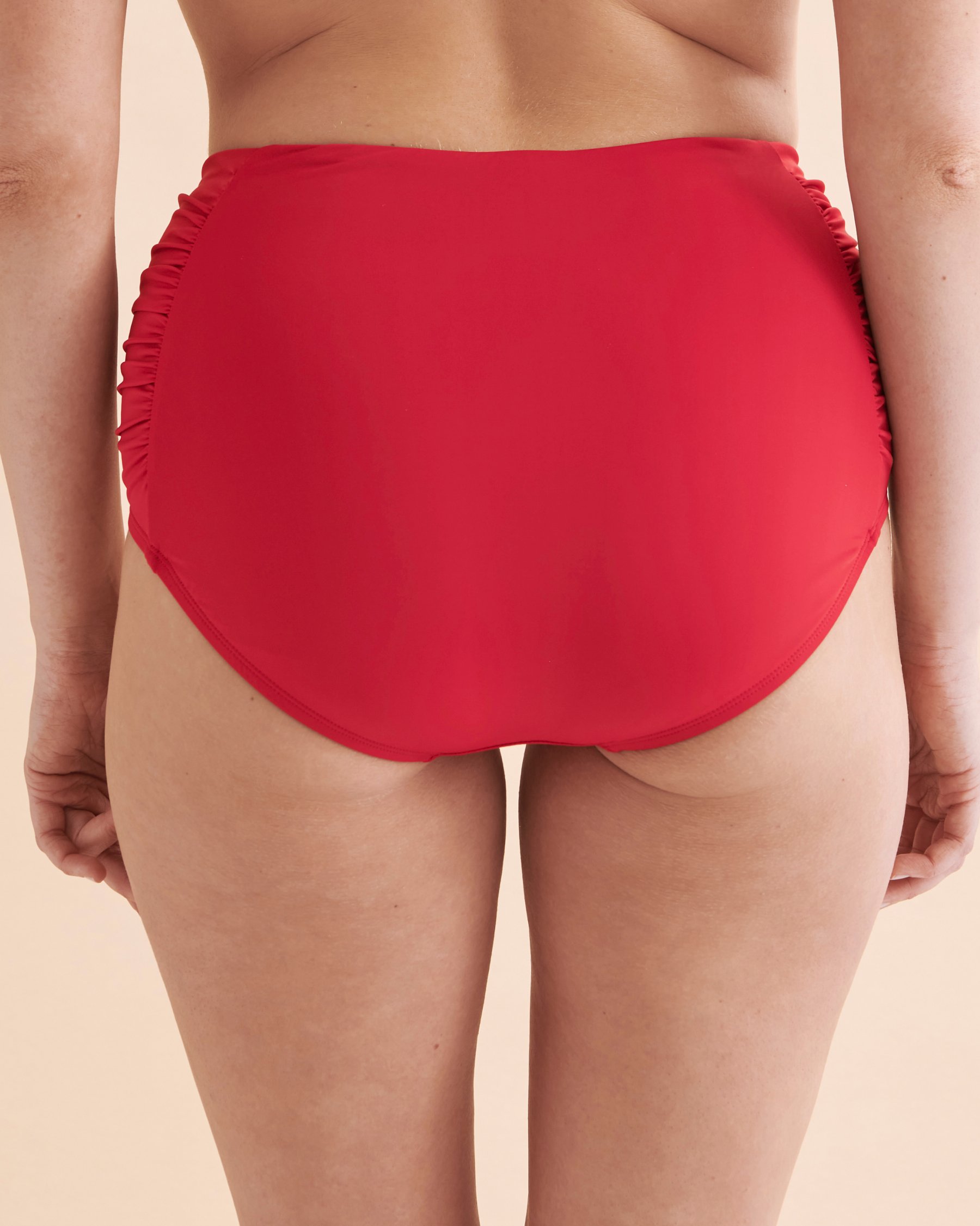 JANTZEN Bas de bikini taille haute plissé sur les côtés Solid Rouge JZ23170H - View2