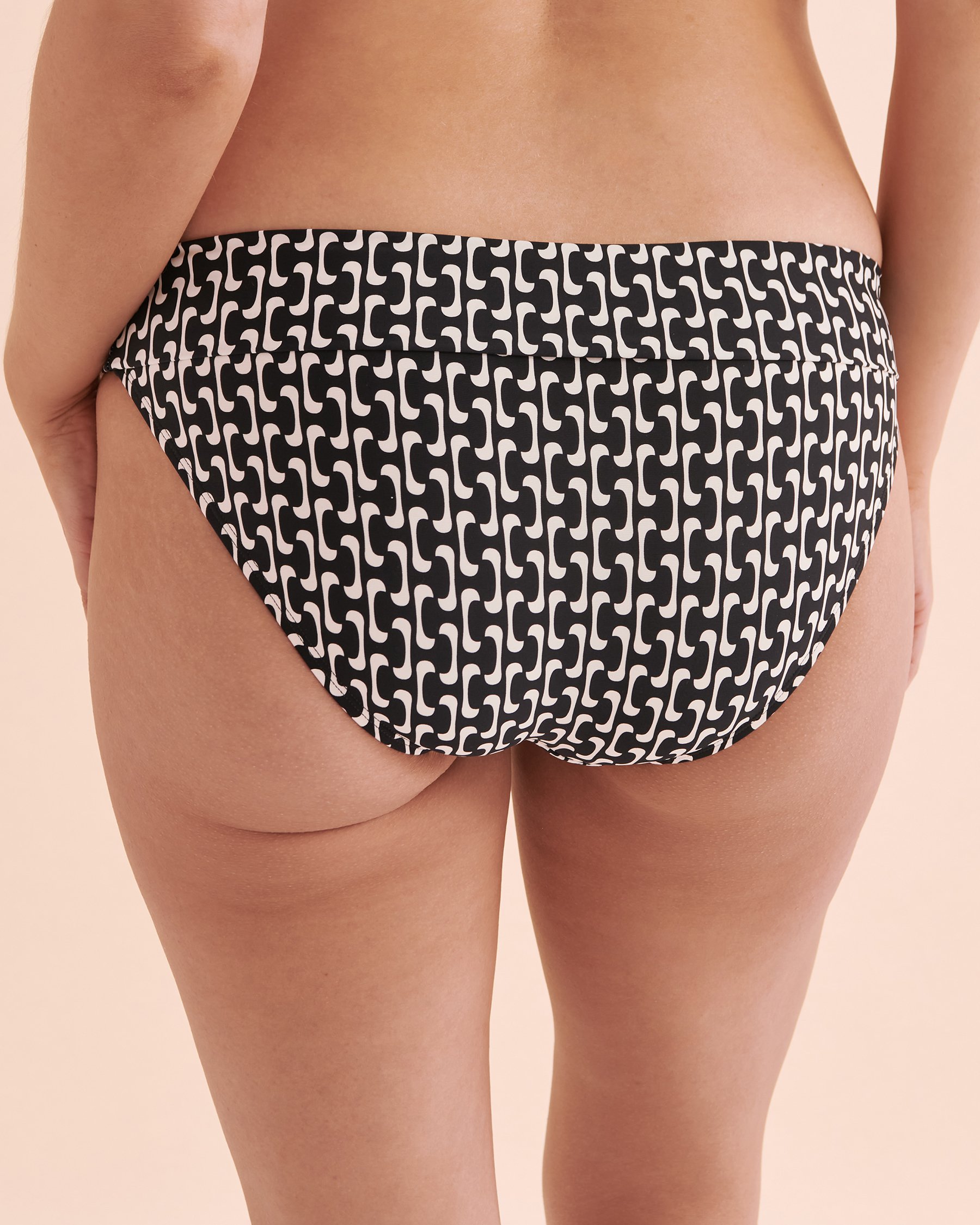 TURQUOISE COUTURE Black Geometric Foldover Waistband Bikini Bottom Black Geometric 01300305 - View10