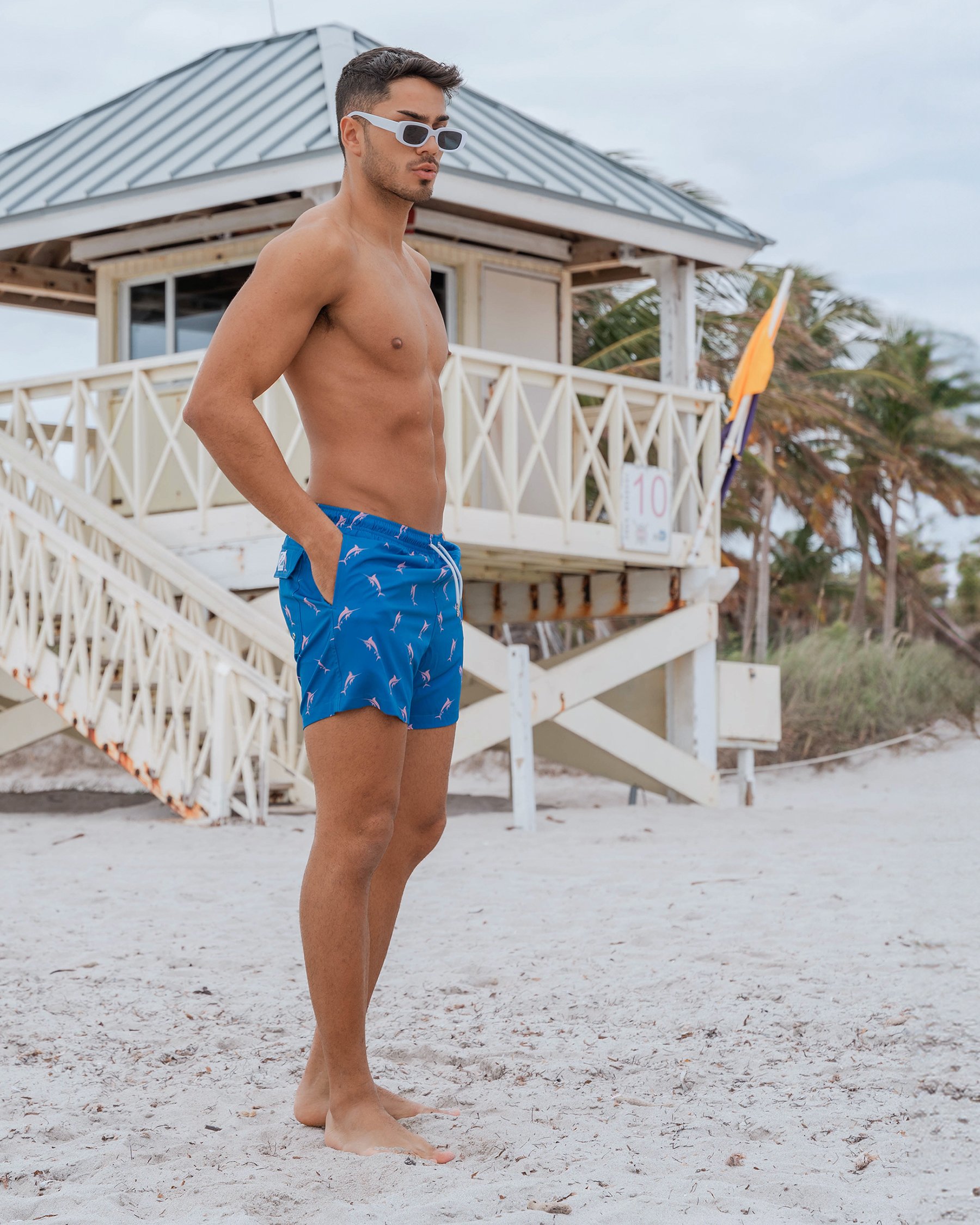 BERMIES Blue Marlin Volley Swimsuit Blue BLUE MARLIN - View4