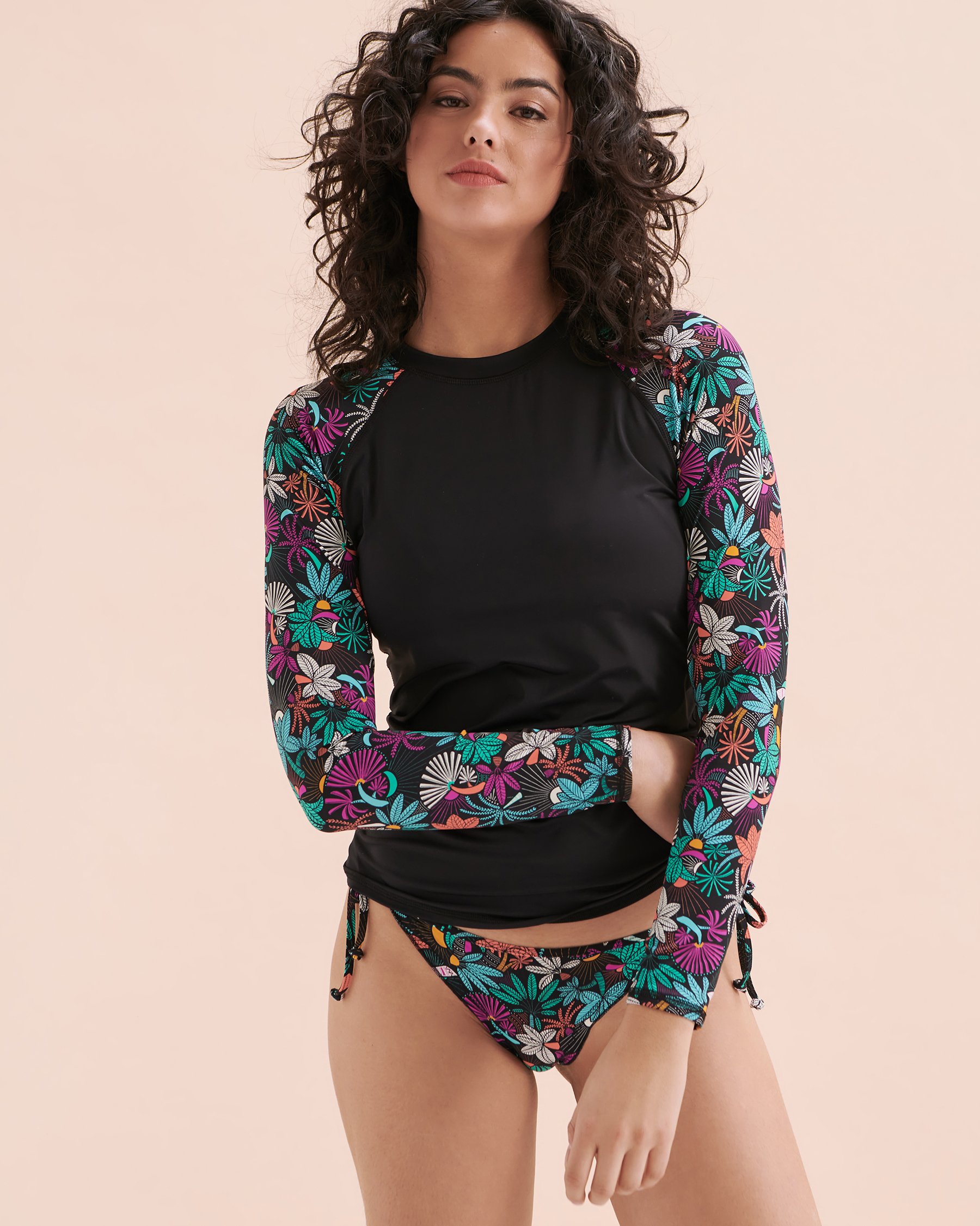 EIDON Sand & Sea Parker Long Sleeve Rashguard Black Tropical 35254597 - View2