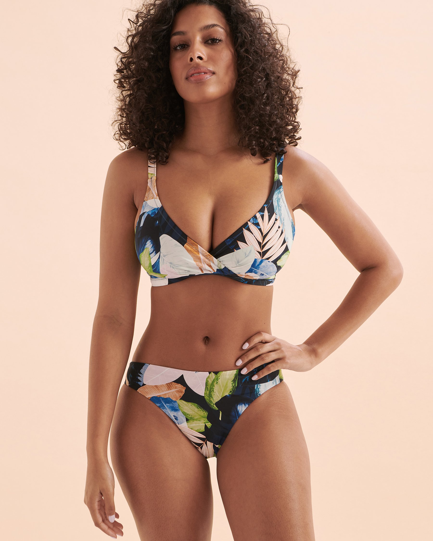 EVERYDAY SUNDAY Haut de bikini croisé bonnet D Rainforest Tale Forêt noire tropicale ESBEAW00904D - View3