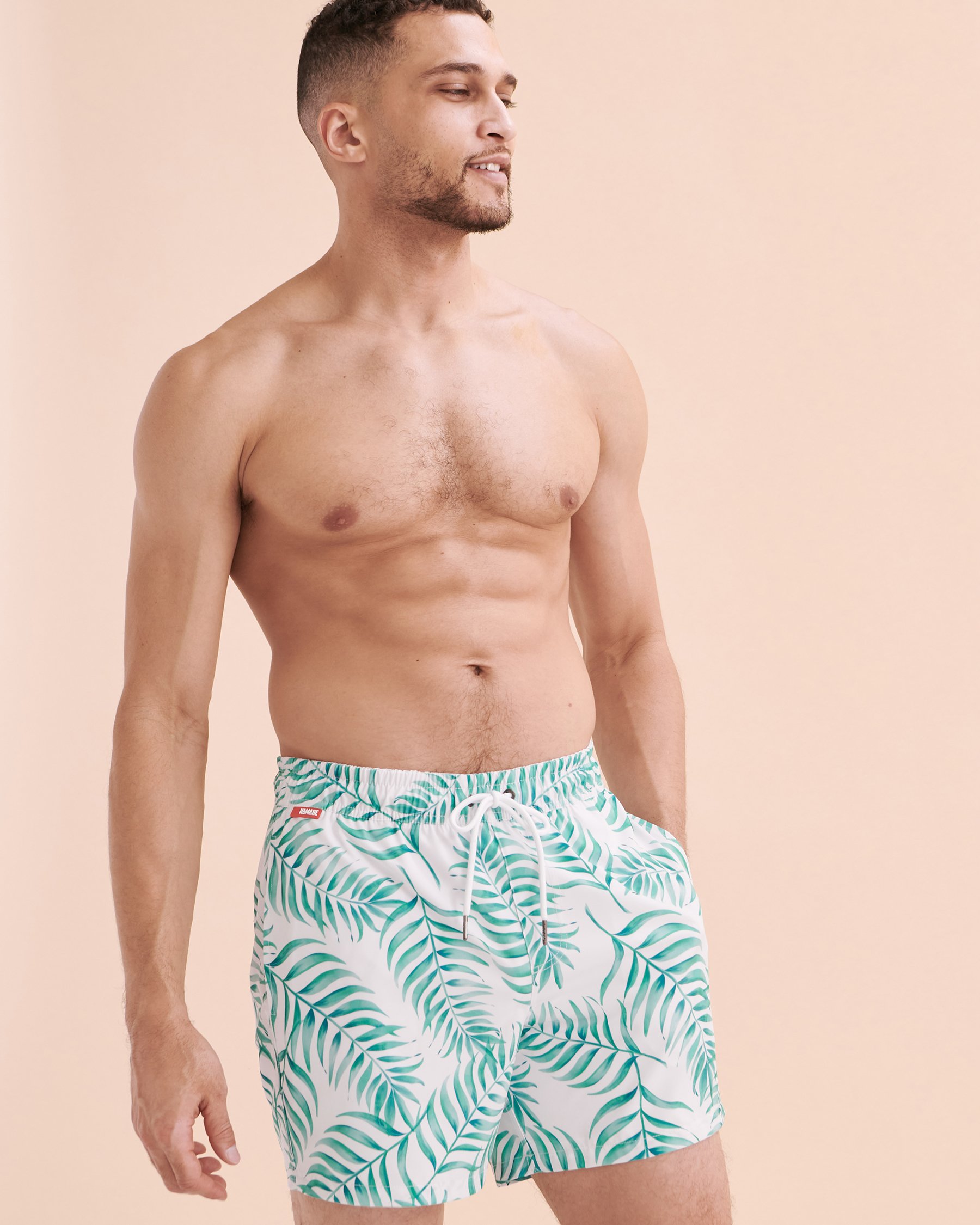 HAMABE Volley Swimsuit White and Green Tropical 03100028 - View4