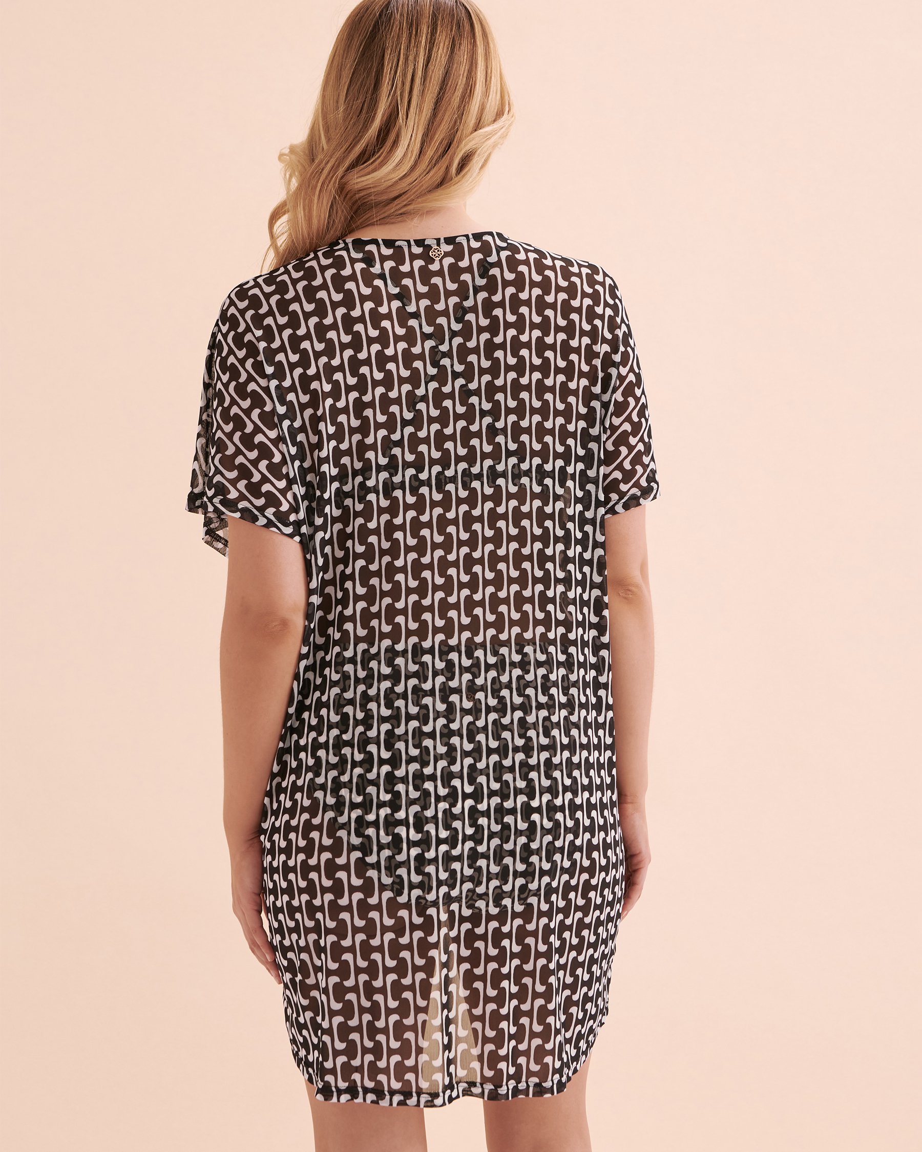 TURQUOISE COUTURE Mesh Caftan Black Geometric 02400036 - View6