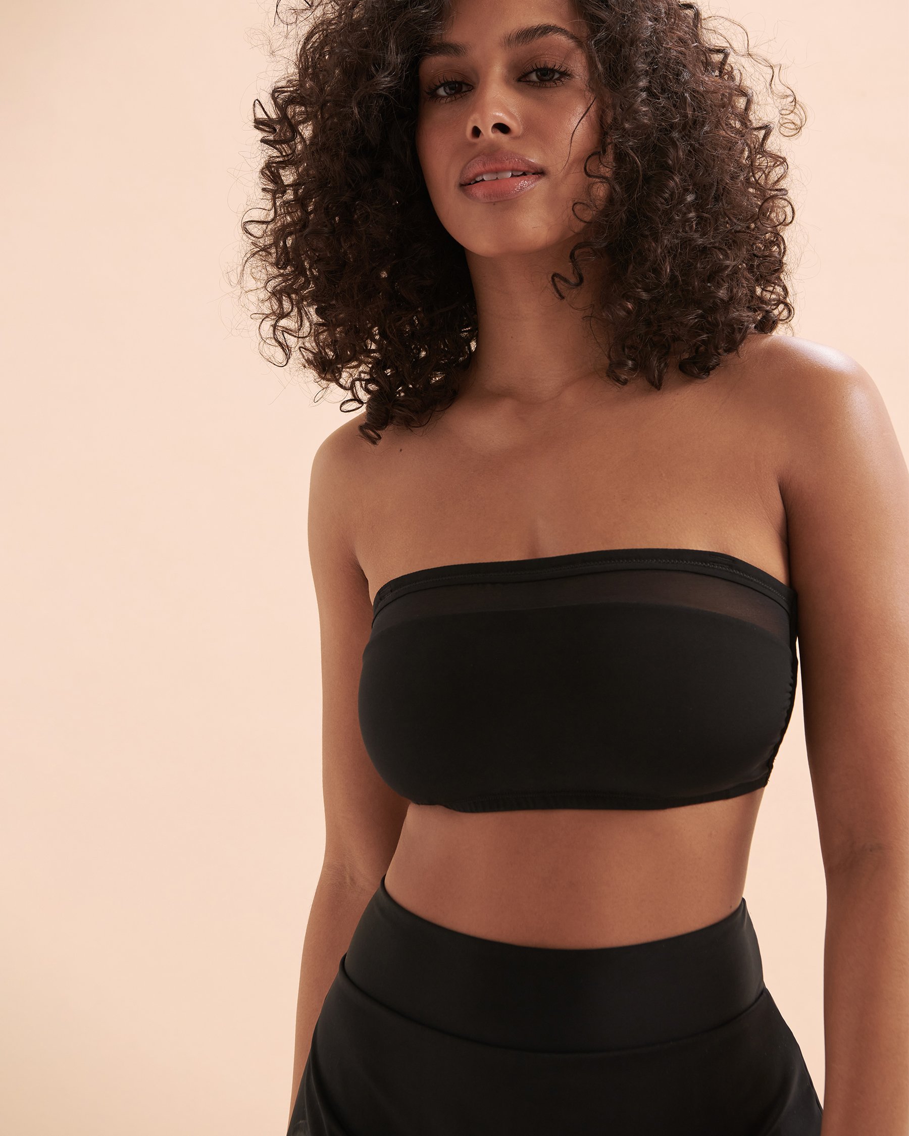 TURQUOISE COUTURE Haut de bikini bandeau bonnet D à insertions de résille Noir 01200071 - View11