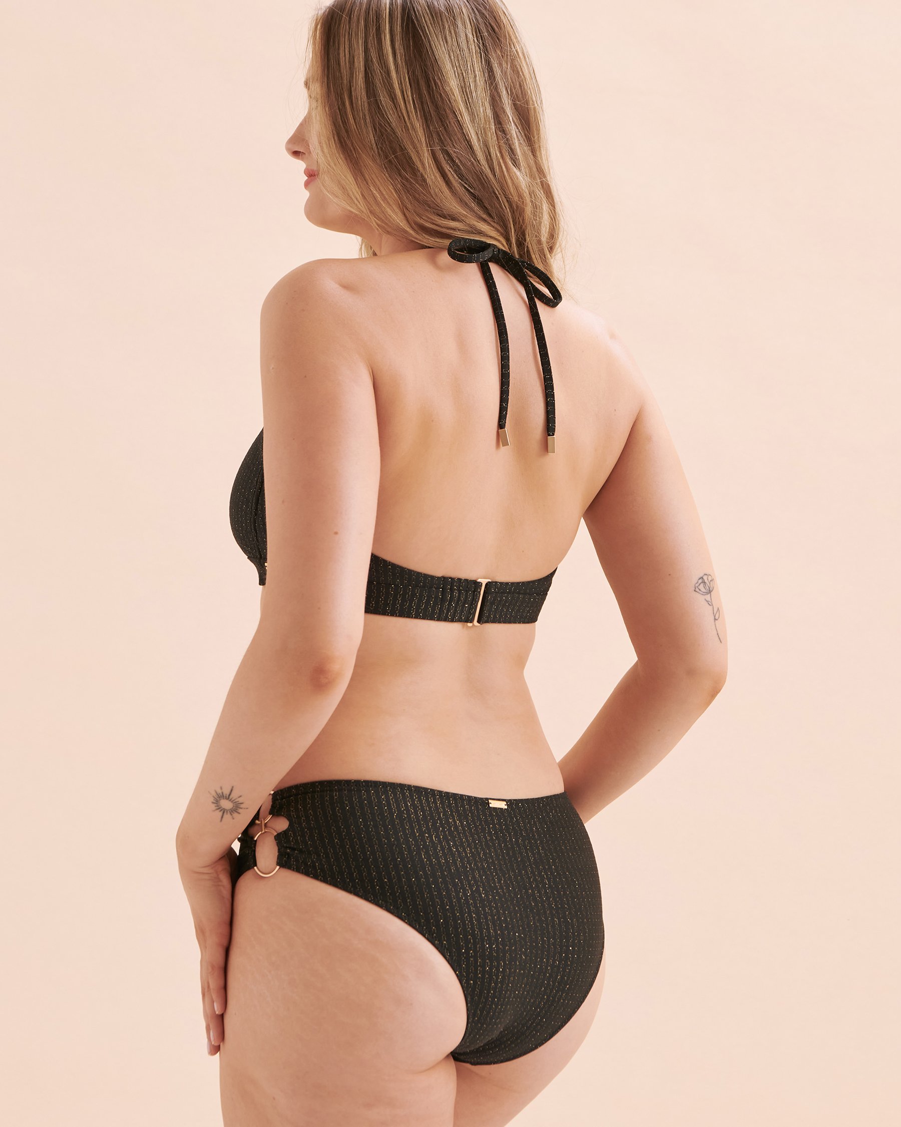 SANTEMARE Shiny Cut-out Bandeau Bikini Top Shiny Black 01100264 - View2