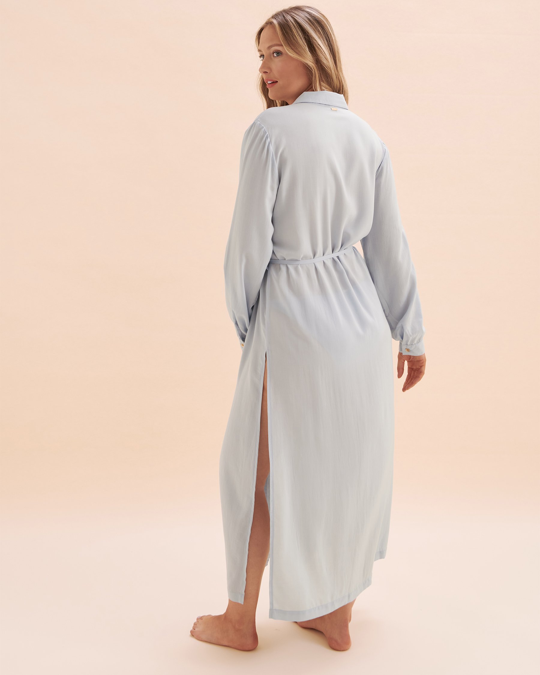 SANTEMARE Maxi Shirt Dress Light Sky Blue 02300115 - View2