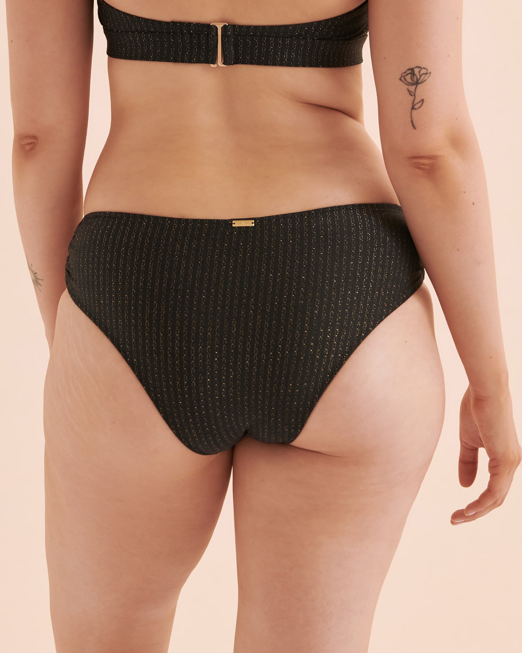 SANTEMARE Shiny Brazilian Bikini Bottom Shiny Black 01300294 - View5