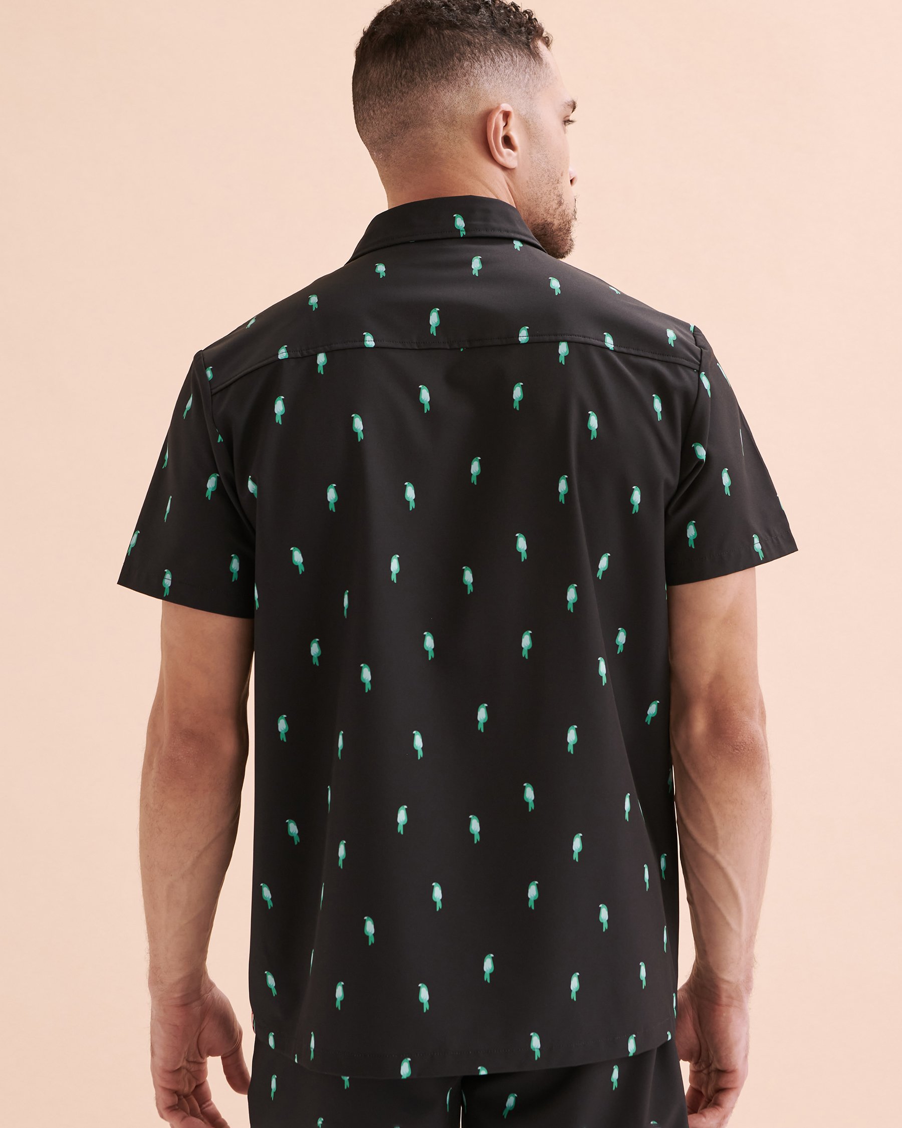 HAMABE Short Sleeve Shirt Green Parrots 04100019 - View4