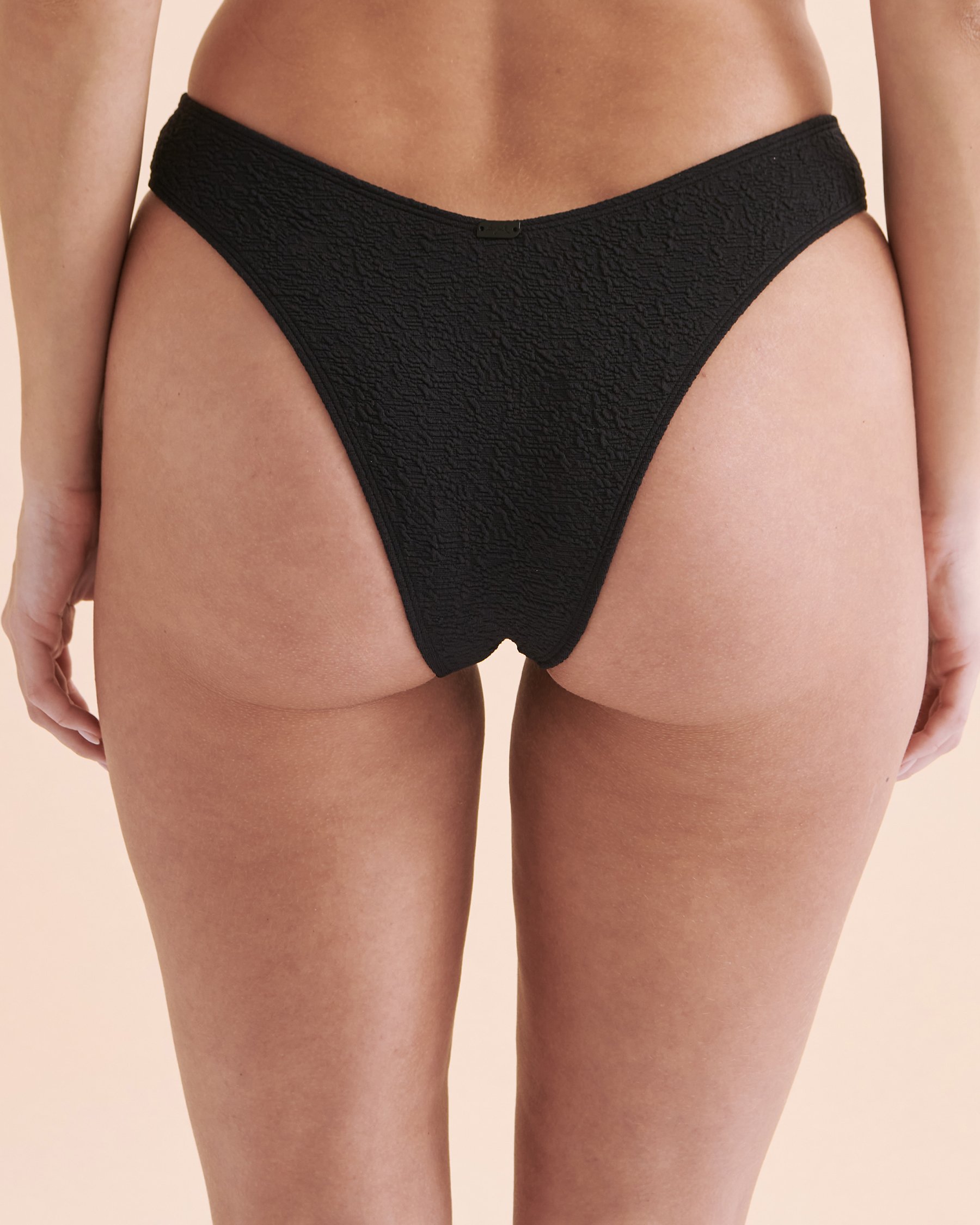 TROPIK Textured V-cut Thong Bikini Bottom Black 01300300 - View2