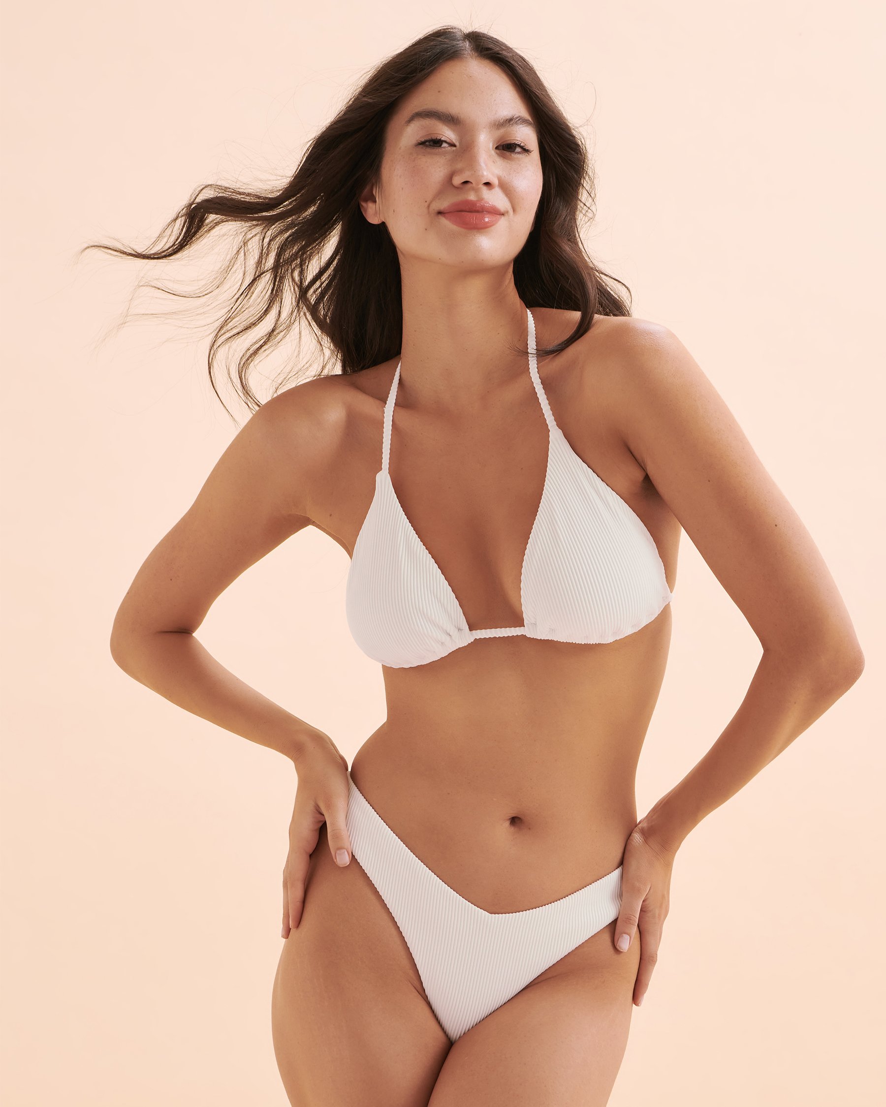 TROPIK Ribbed Triangle Bikini Top White 01100271 - View3