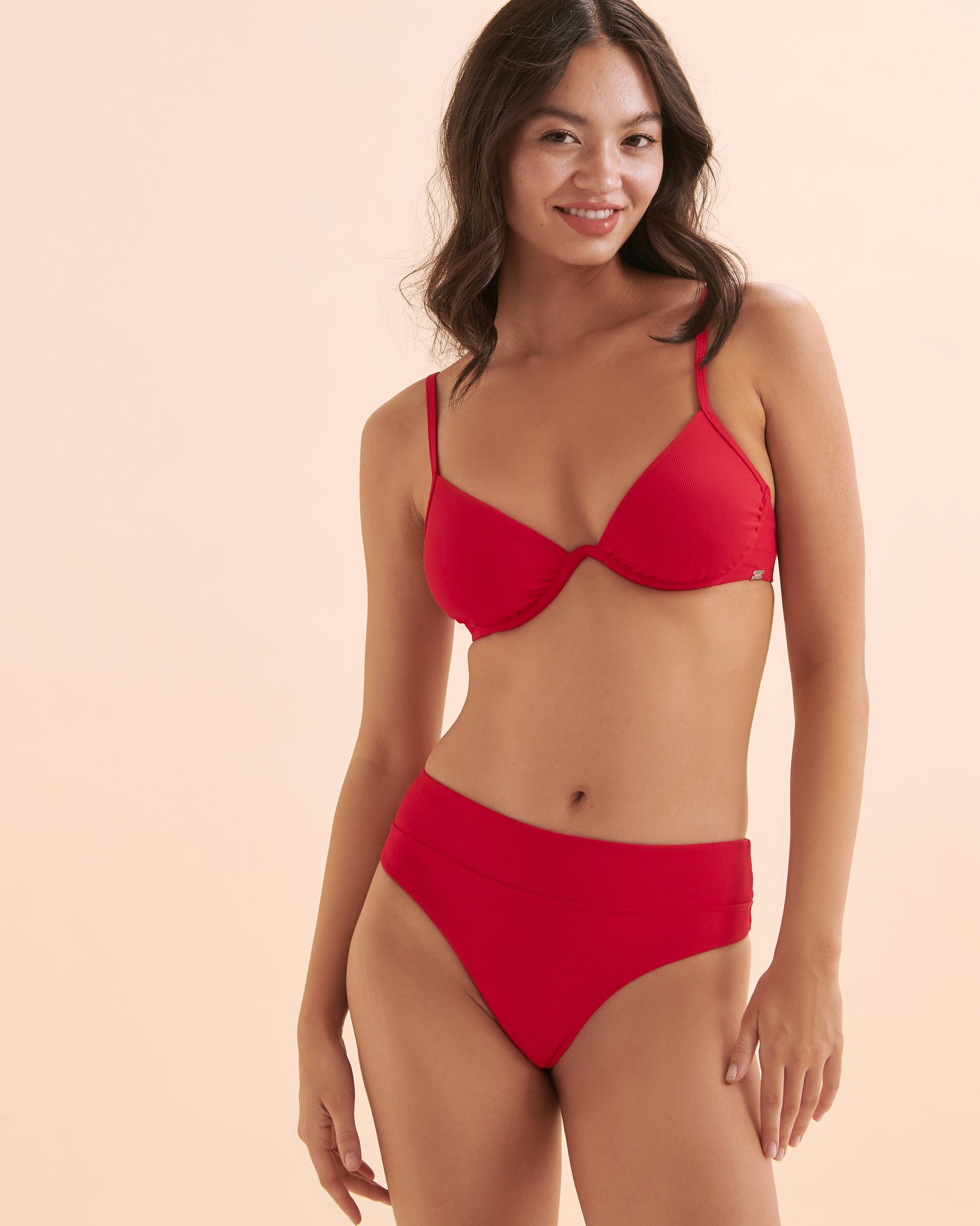 TROPIK Bright Red High Waist Brazilian Bikini Bottom Bright Red 01300304 - View8