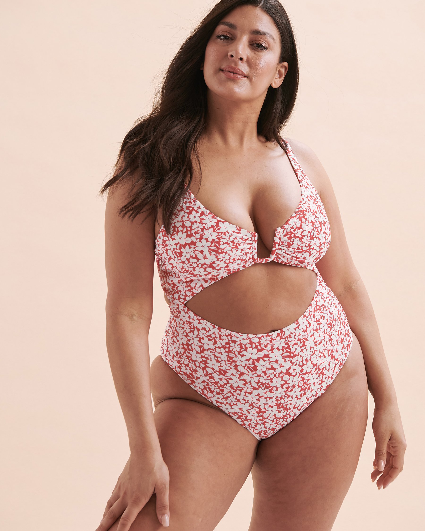 TROPIK Red Floral Plunge One-piece Swimsuit Red Floral 01400060 - View12