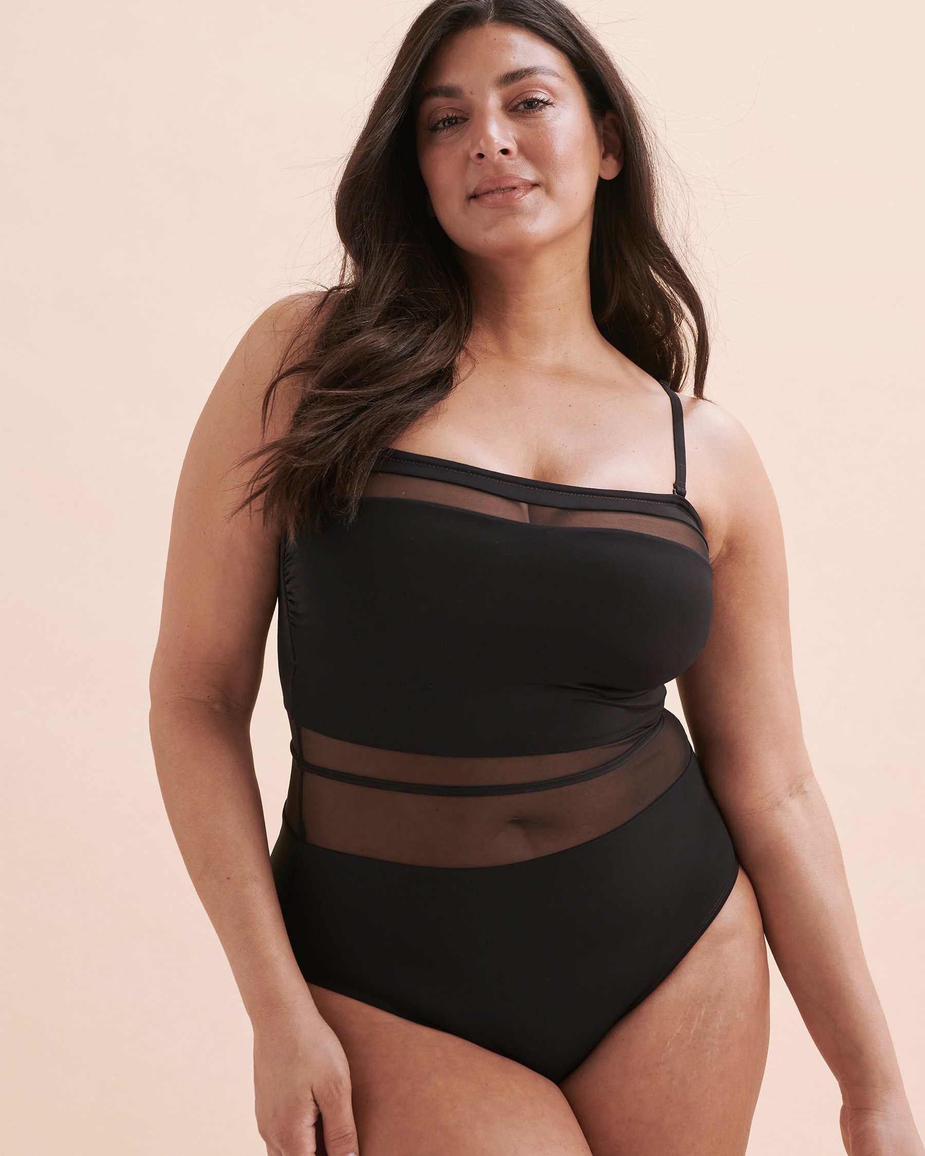 TURQUOISE COUTURE Mesh Inserts Bandeau One-piece Swimsuit Black 01400058 - View6
