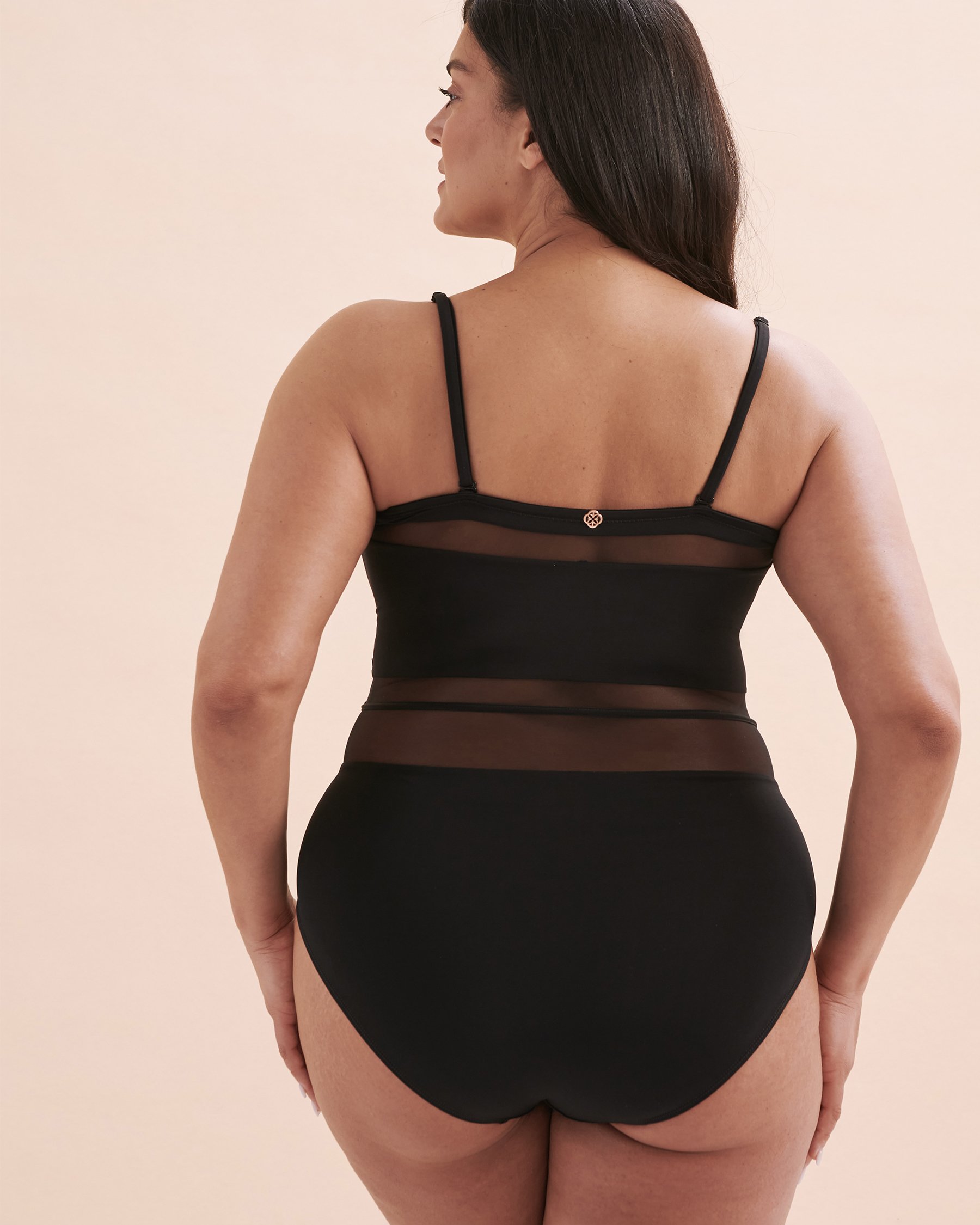 TURQUOISE COUTURE Mesh Inserts Bandeau One-piece Swimsuit Black 01400058 - View7