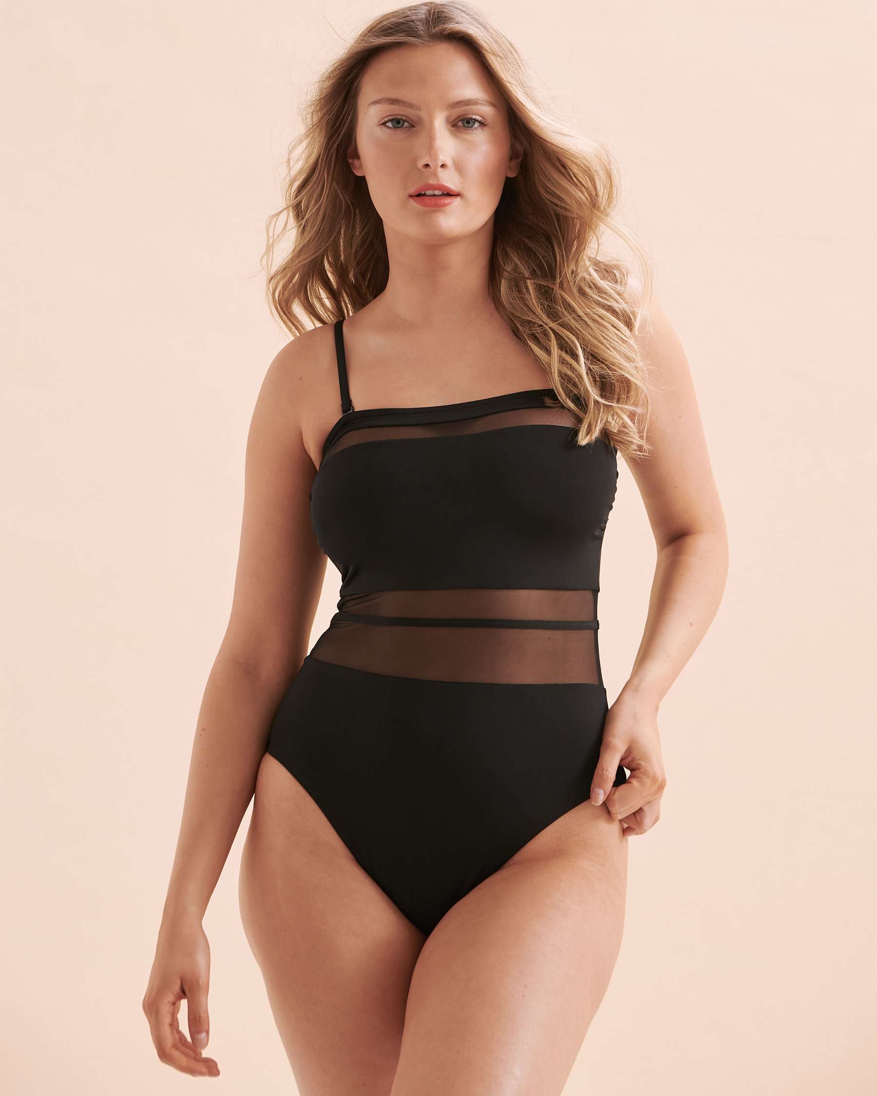 TURQUOISE COUTURE Mesh Inserts Bandeau One-piece Swimsuit Black 01400058 - View11
