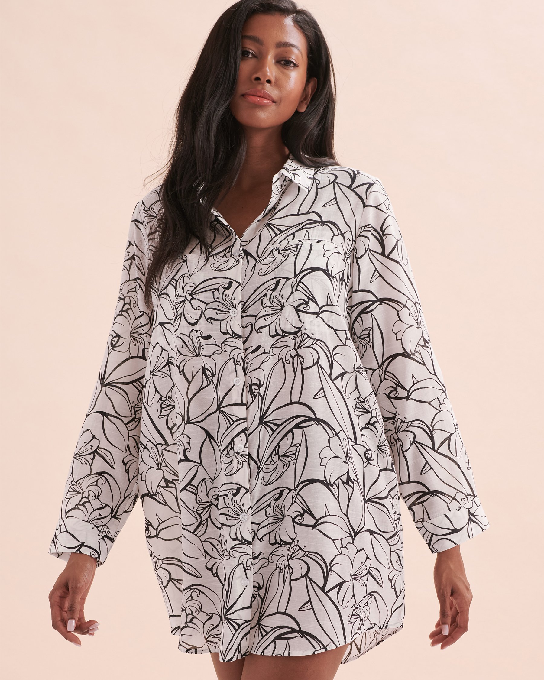 TURQUOISE COUTURE Long Sleeve Shirt Botanical Print 02300125 - View5