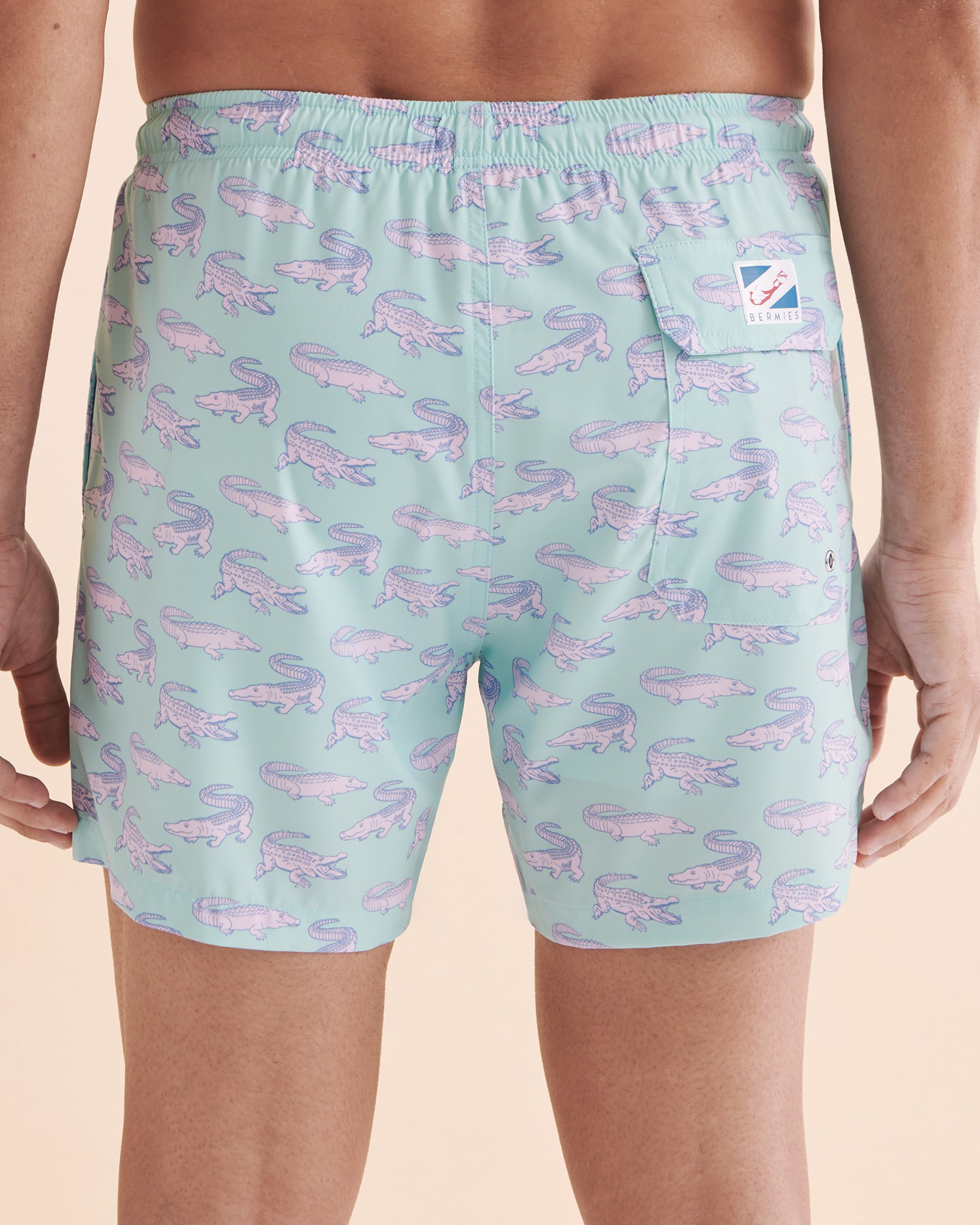 BERMIES Green Crocodile Volley Swimsuit Crocodile GREEN CROCO - View6