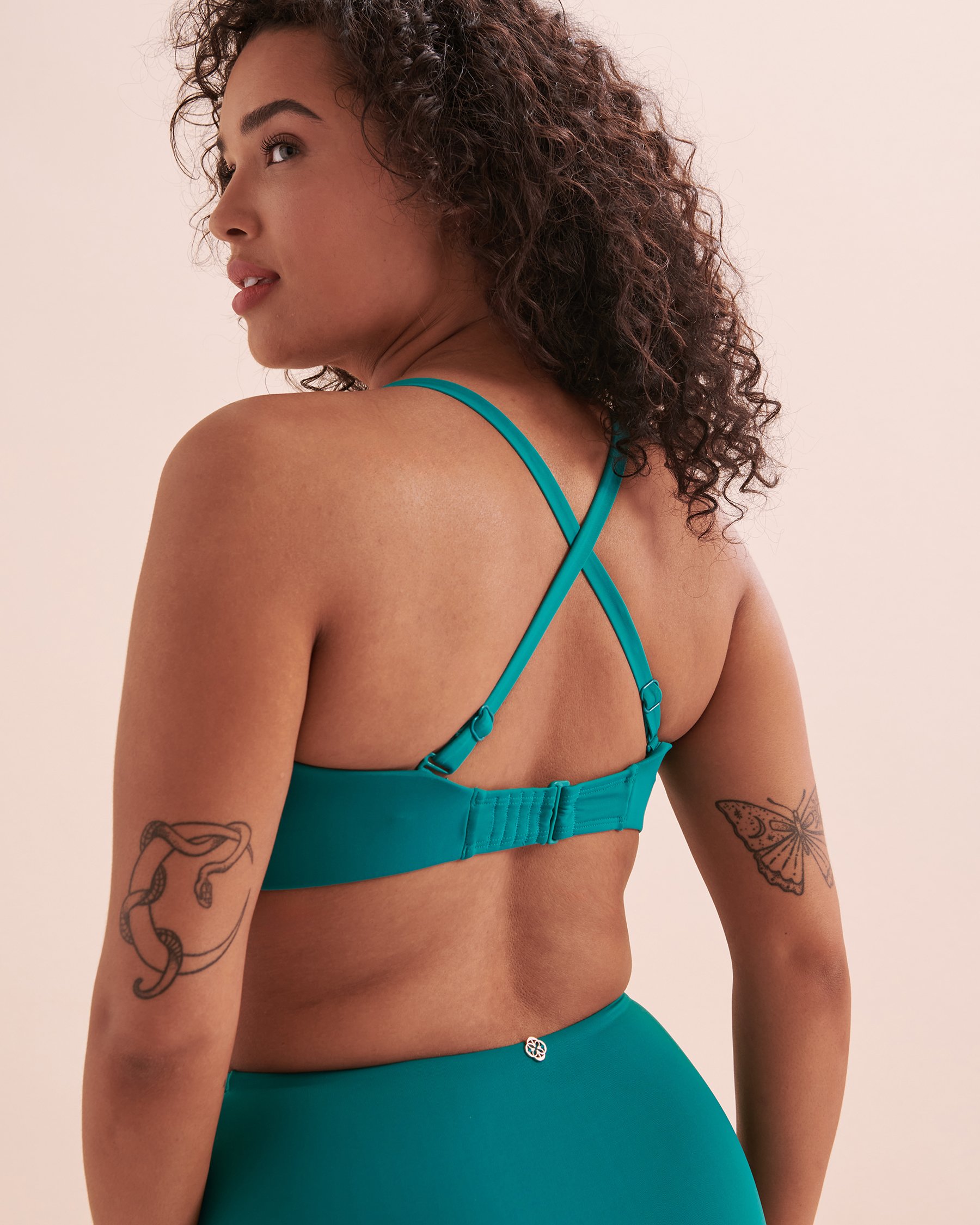 TURQUOISE COUTURE Haut de bikini bandeau bonnet D Blue Paradise Bleu aqua foncé 01200073 - View3