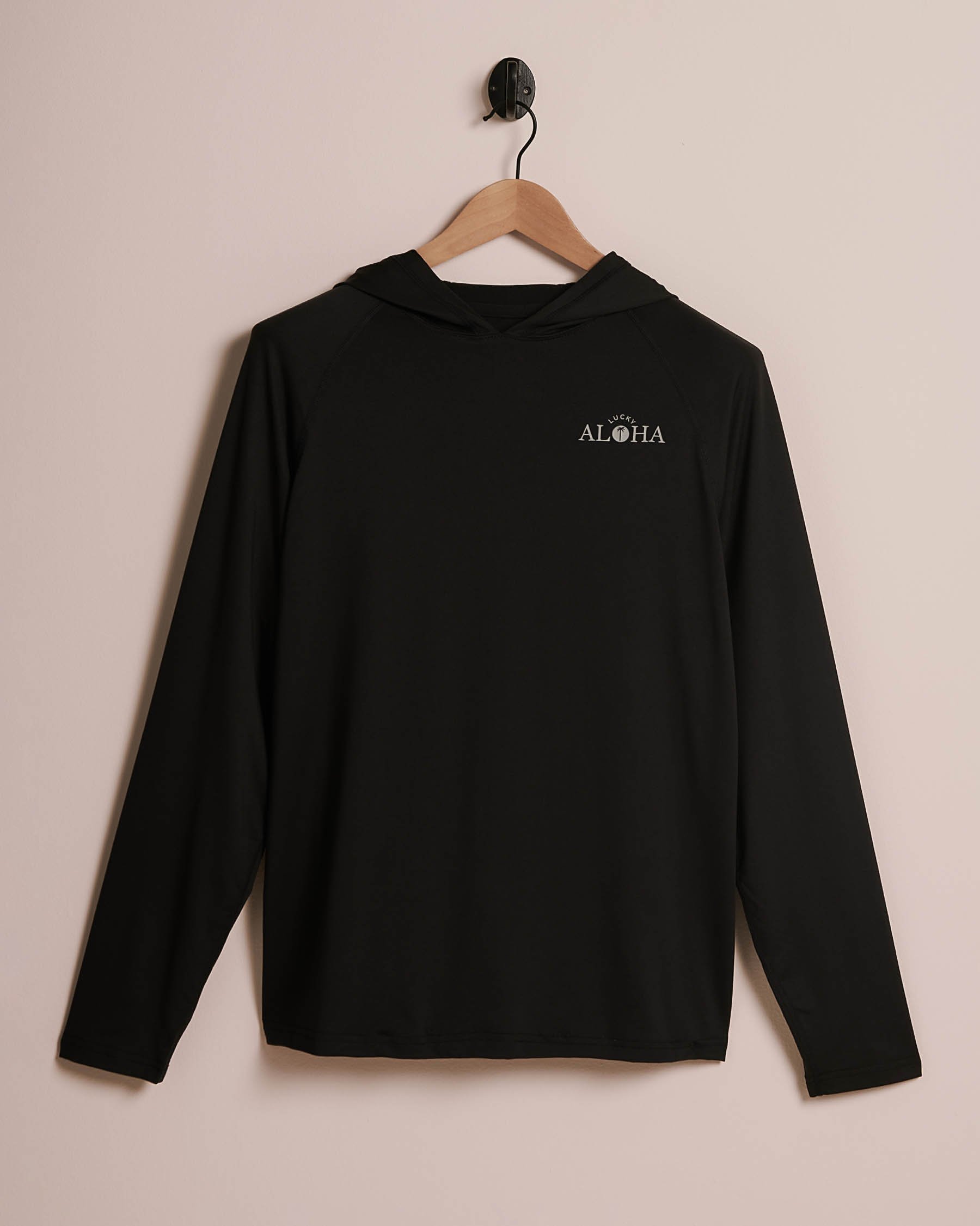 LUCKY ALOHA Rashguard à capuche coupe ample Coast UPF Noir CST7890 - View1