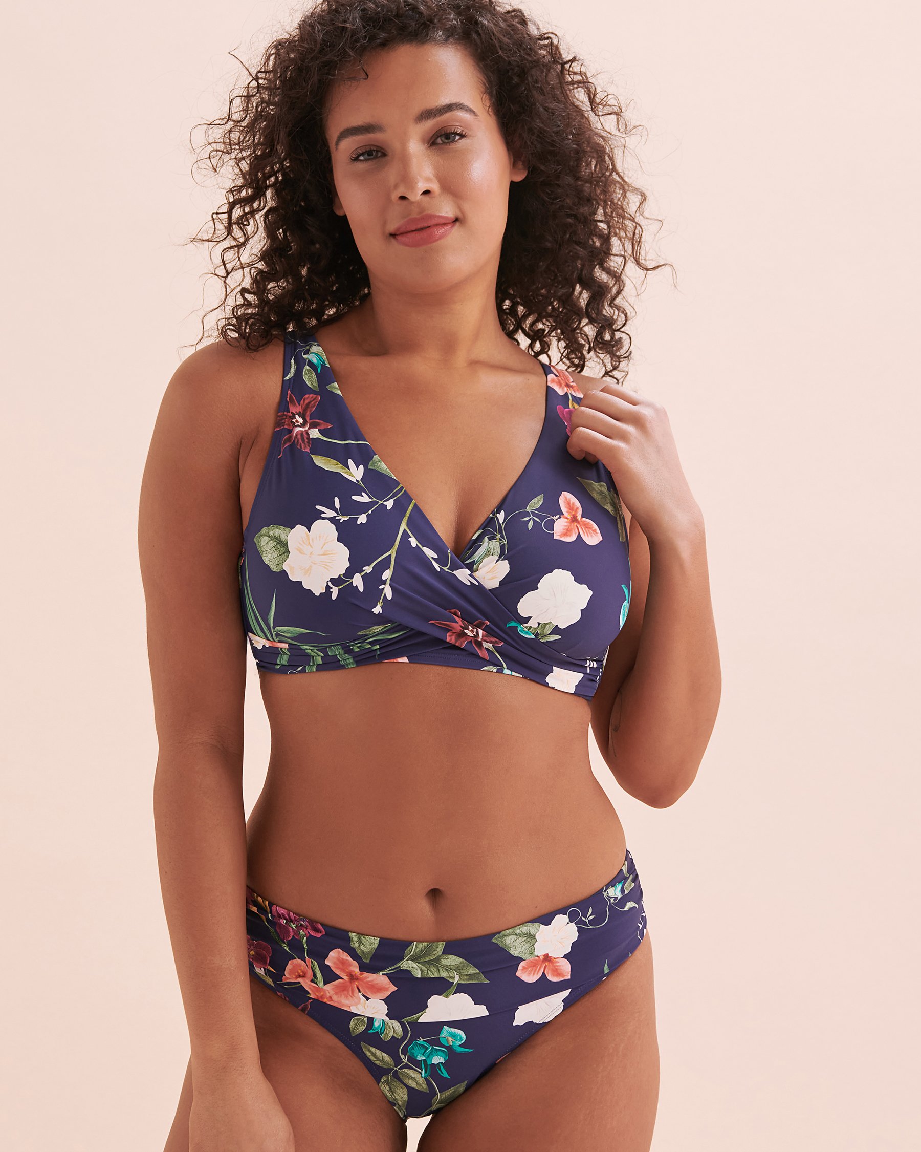 JANTZEN Haut de bikini plongeant Vera Floral Fantasy Floral bleu foncé JZ24260B - View5