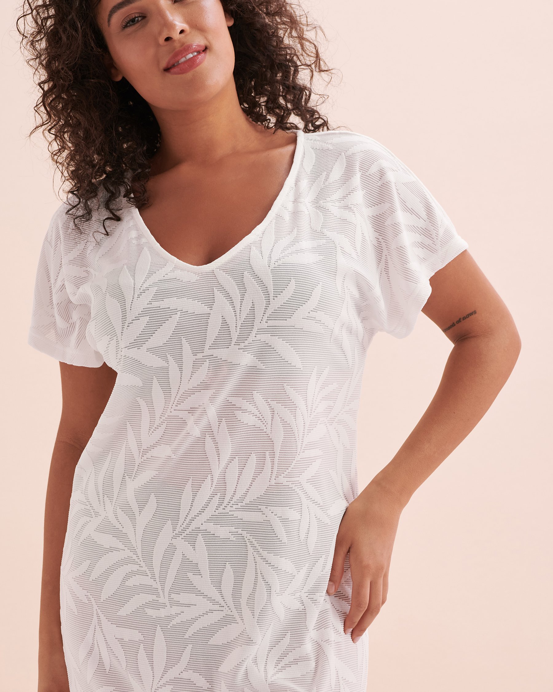 TURQUOISE COUTURE Tunique manches courtes à motif à feuilles Beige 02300118 - View9