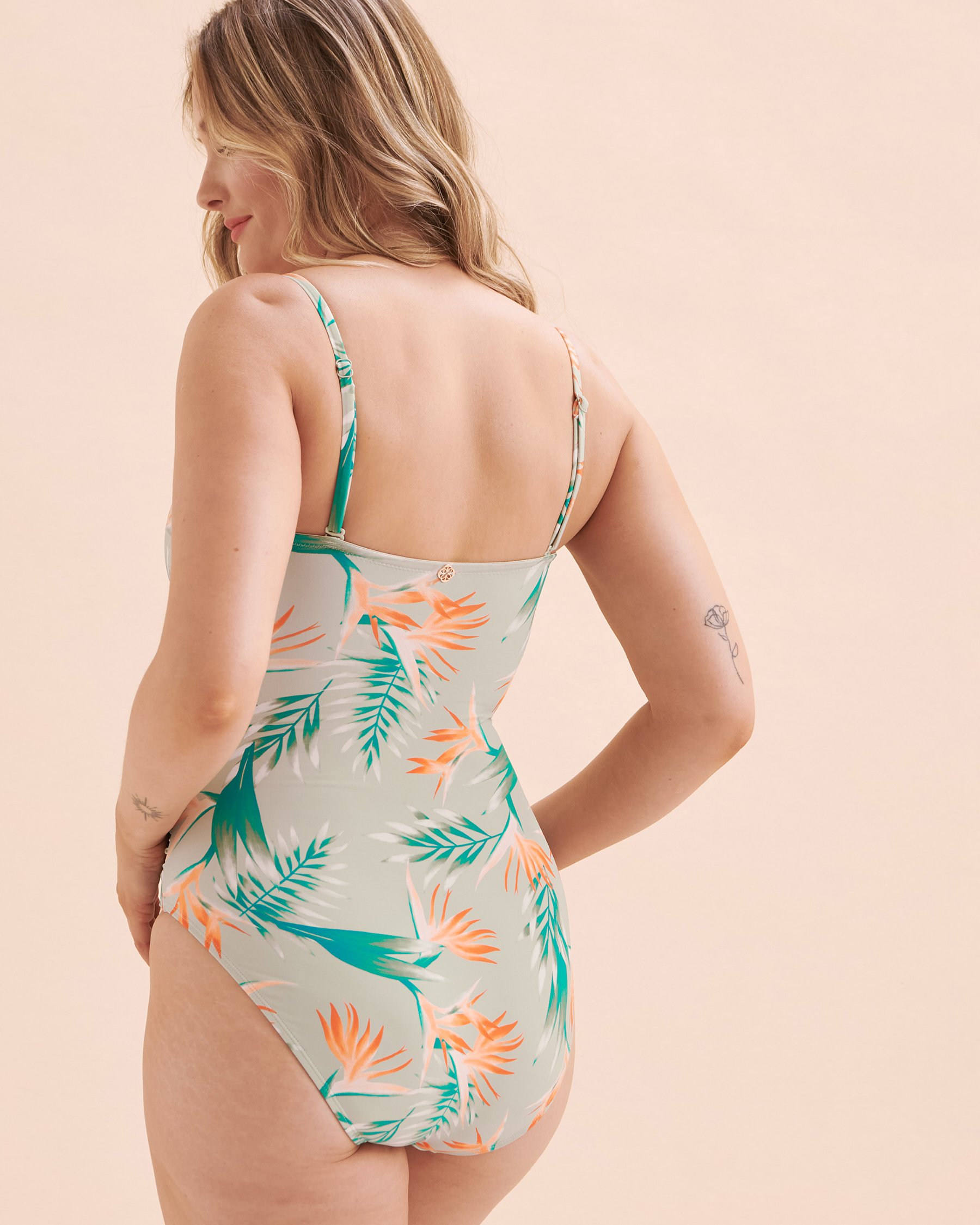 TURQUOISE COUTURE Maillot une-pièce bandeau Sage Paradise Imprimé sauge tropicale 01400066 - View8