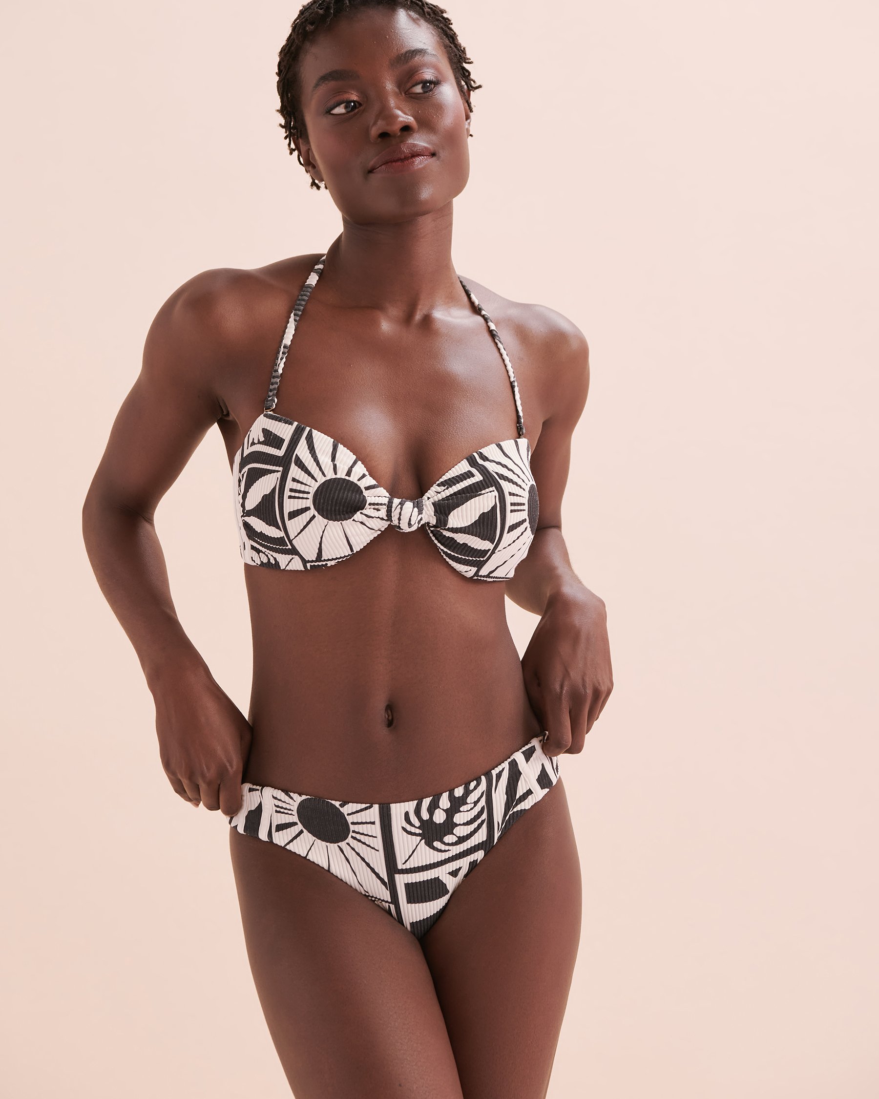 RIP CURL Santorini Sun Cheeky Bikini Bottom Black and White 0GGWSW - View7
