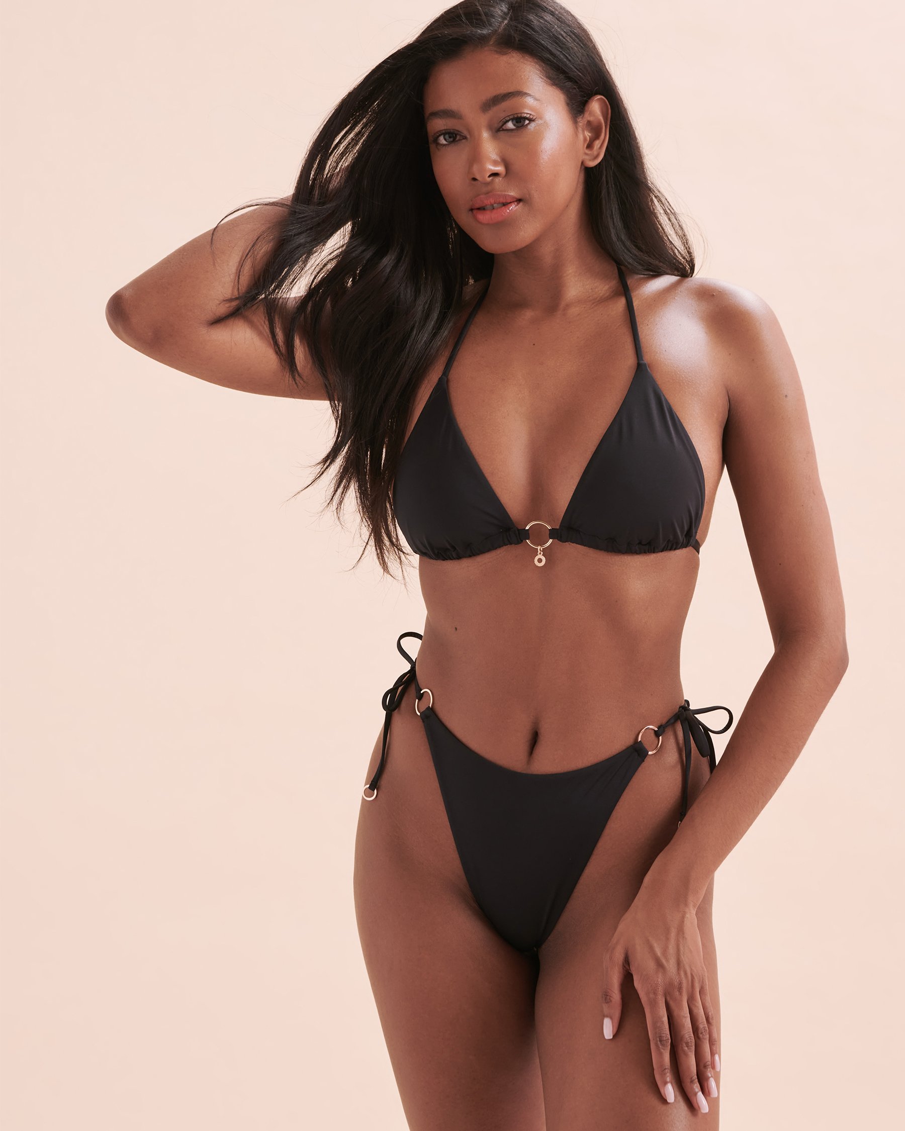 SEATONIC Side Tie Thong Bikini Bottom Black 01300316 - View8