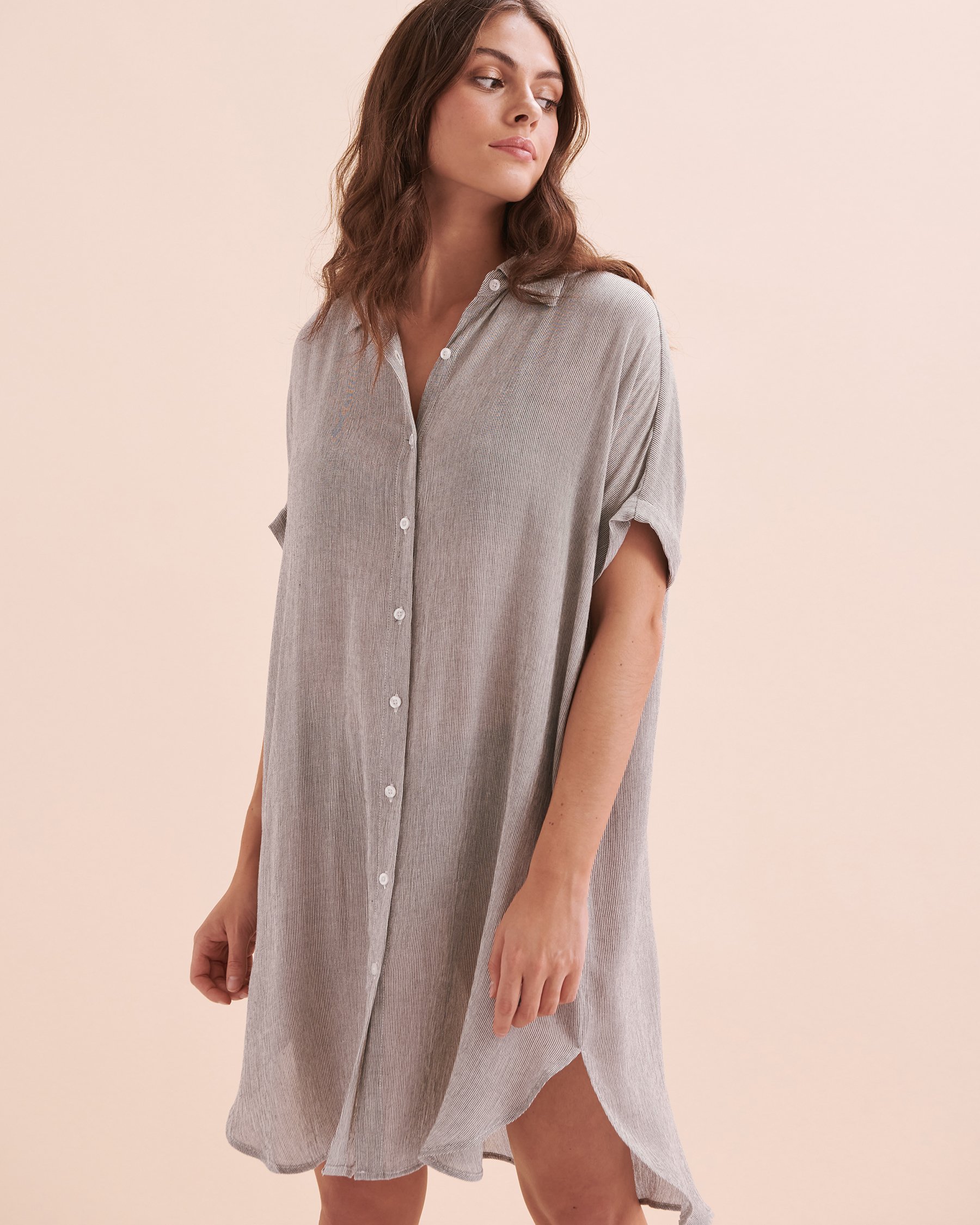SKYE Melina Long Beach Shirt Charcoal SK759621 - View2