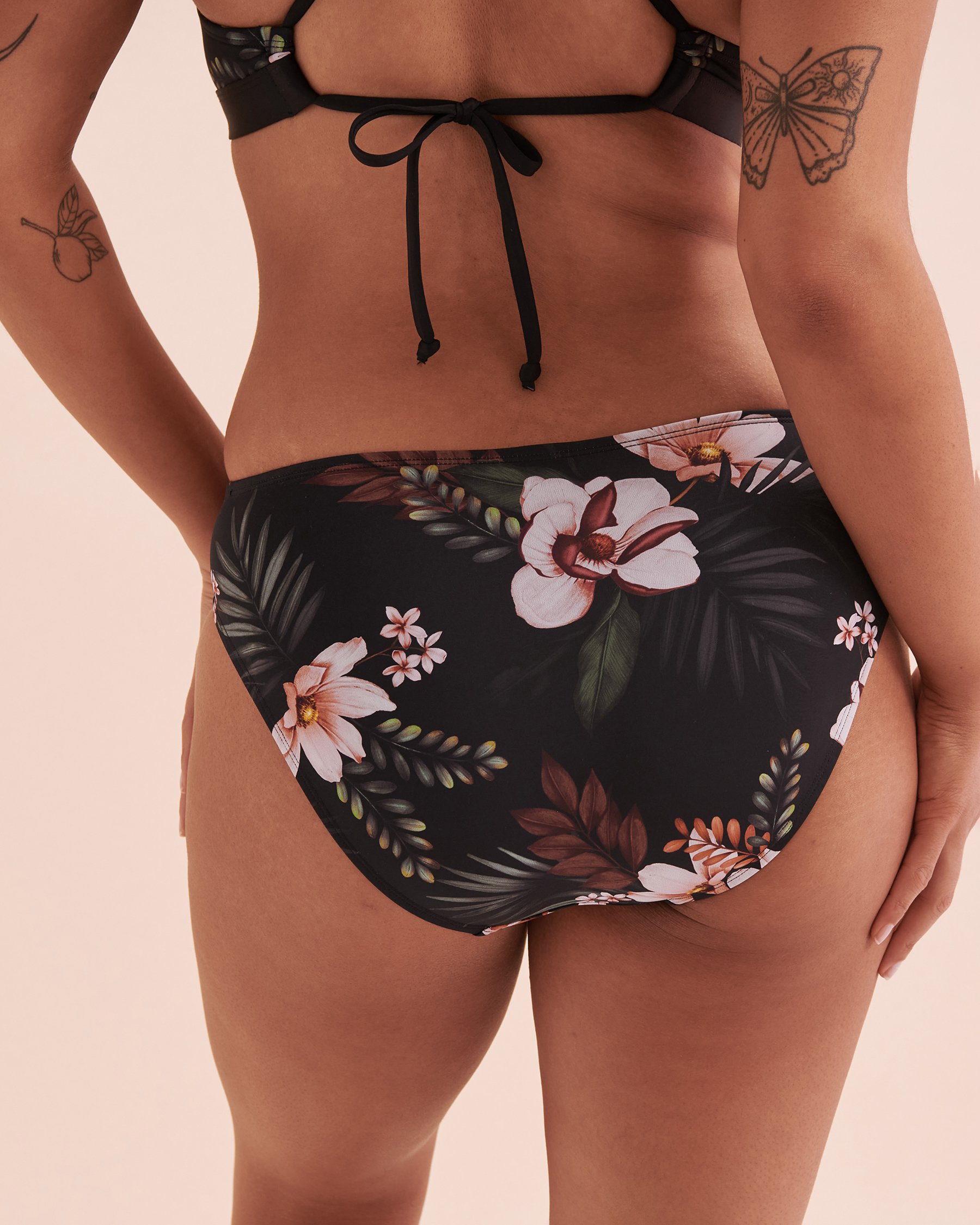 SKYE Summer Joy Mid Waist Bikini Bottom Black Floral SK769138 - View2