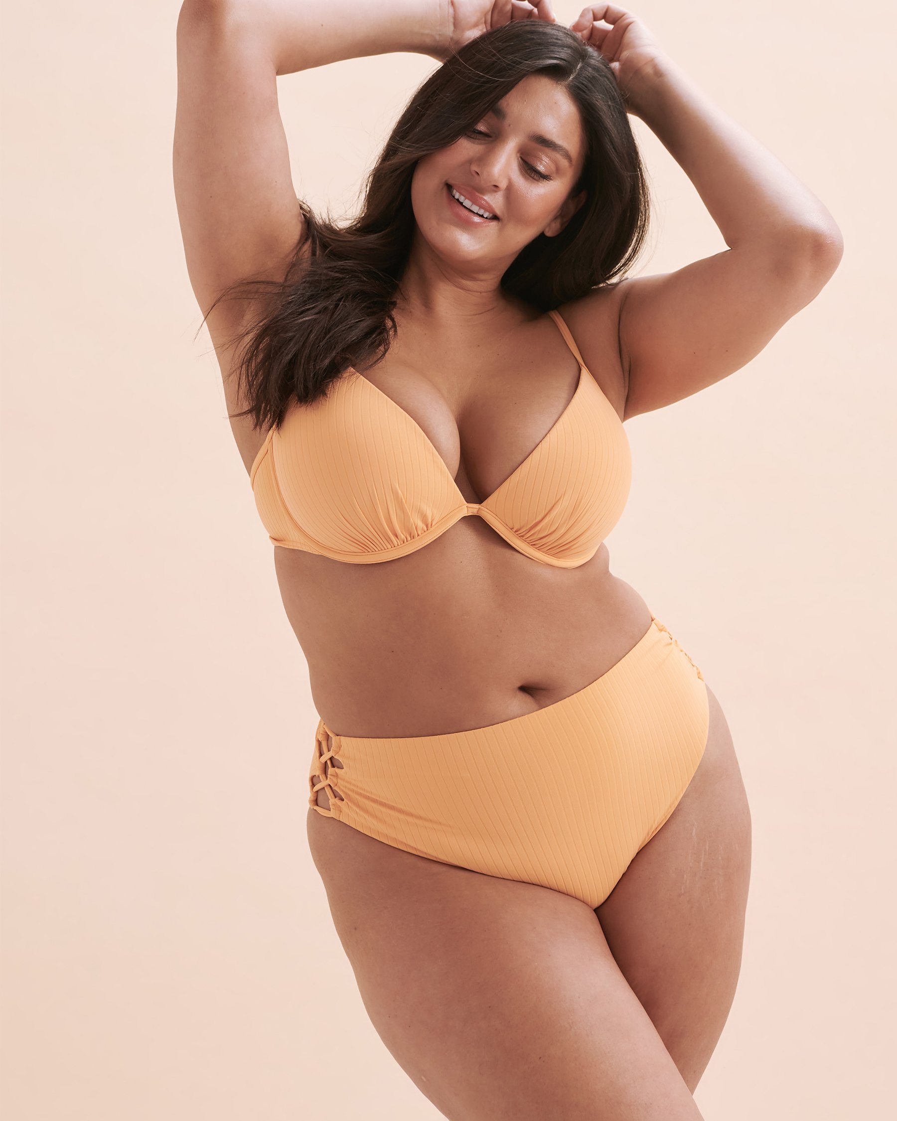 TROPIK Bas de bikini brésilien taille haute côtelé Sunset Citrouille 01300317 - View8