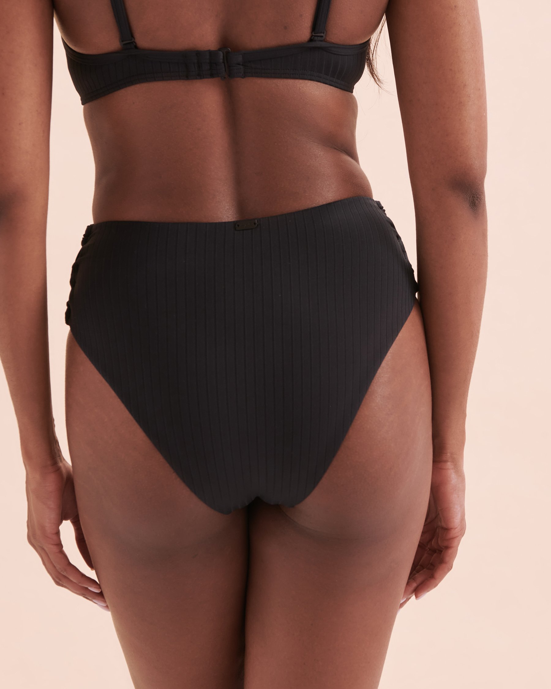 TROPIK Bas de bikini brésilien taille haute côtelé Sunset Noir 01300317 - Voir2