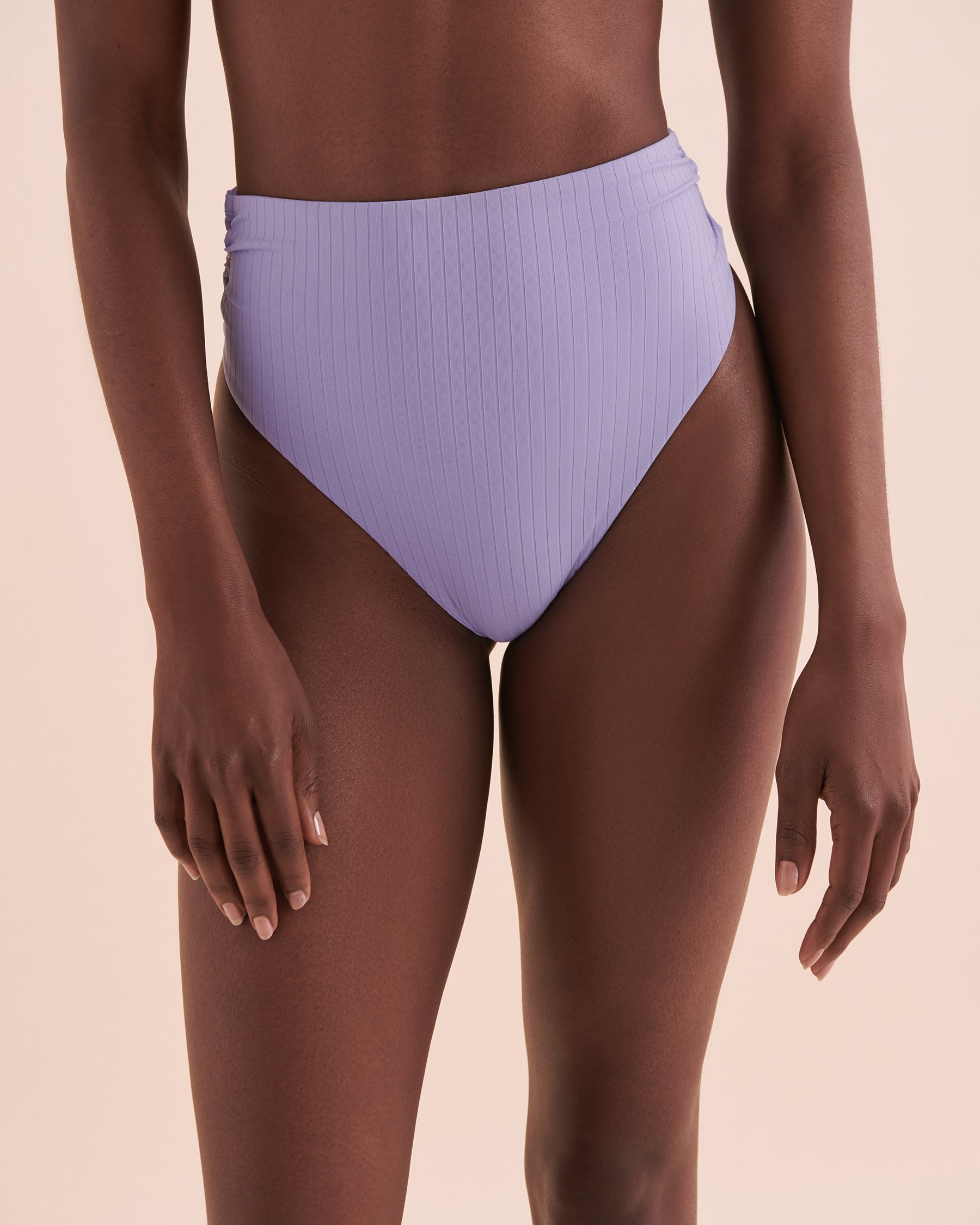 TROPIK Bas de bikini brésilien taille haute côtelé Sunset Lilas 01300317 - Voir4